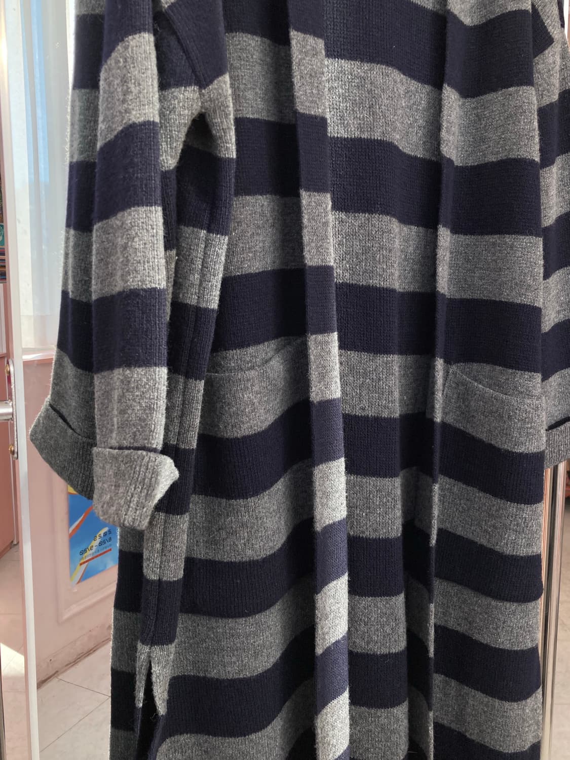 빈티지 스트라이프 롱 후디 가디건 상품이미지4