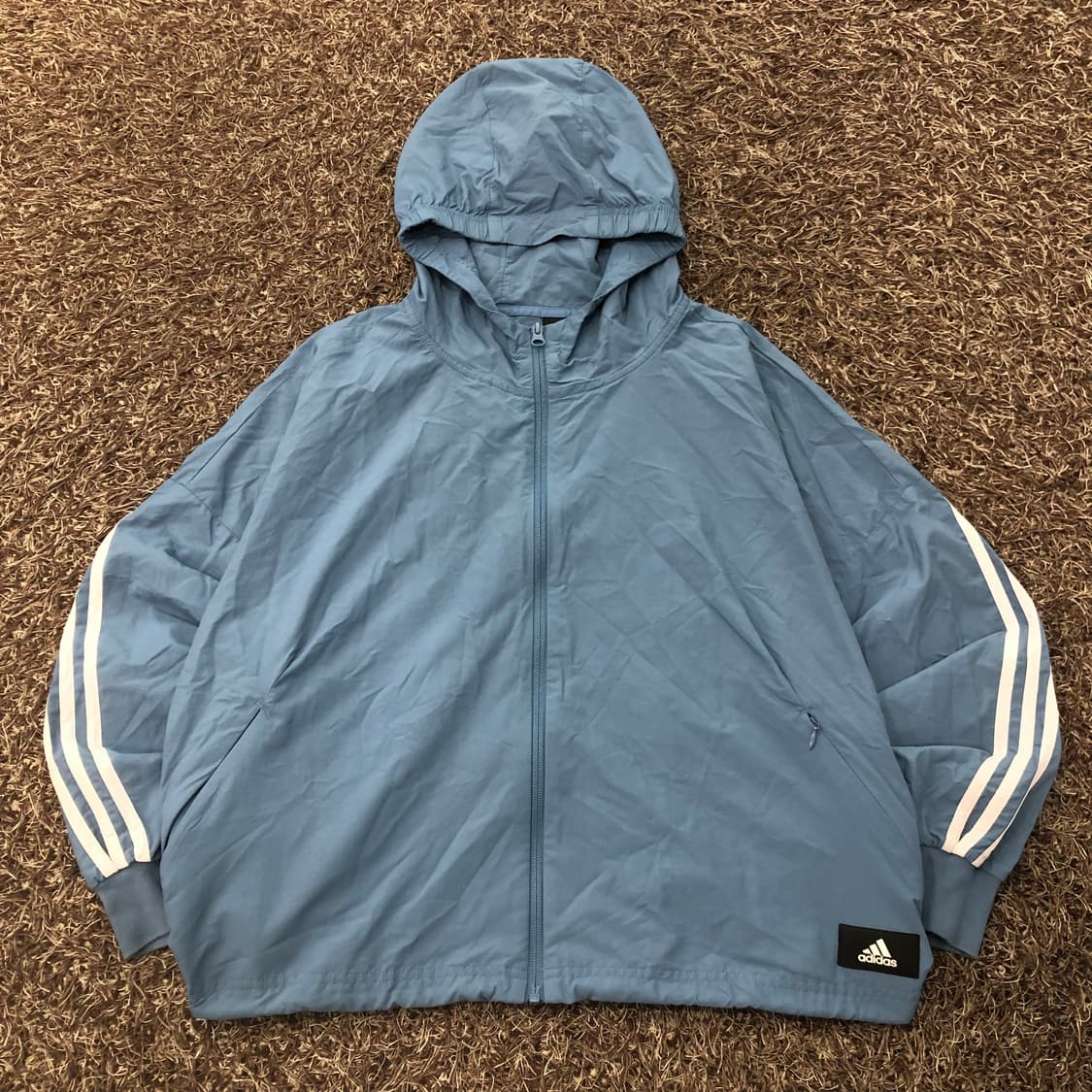 아디다스 삼선 후드 우븐 바람막이 블루 상품이미지1
