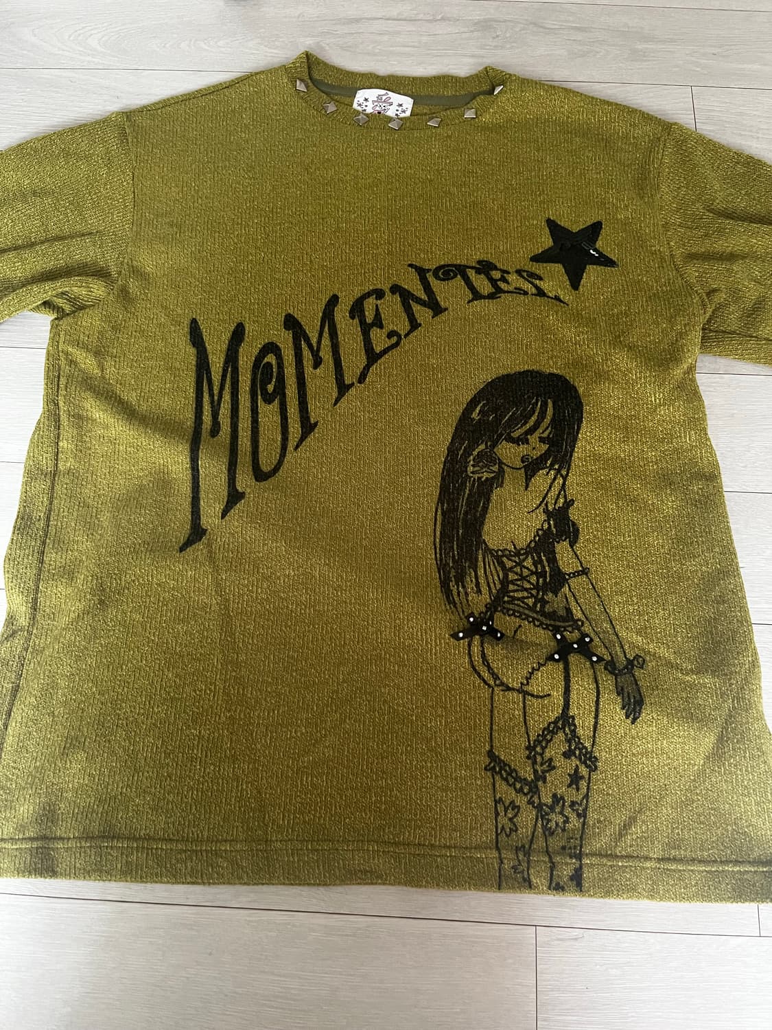 모멘텔 Studded MOMENTEL Girl Knit Olive 상품이미지3