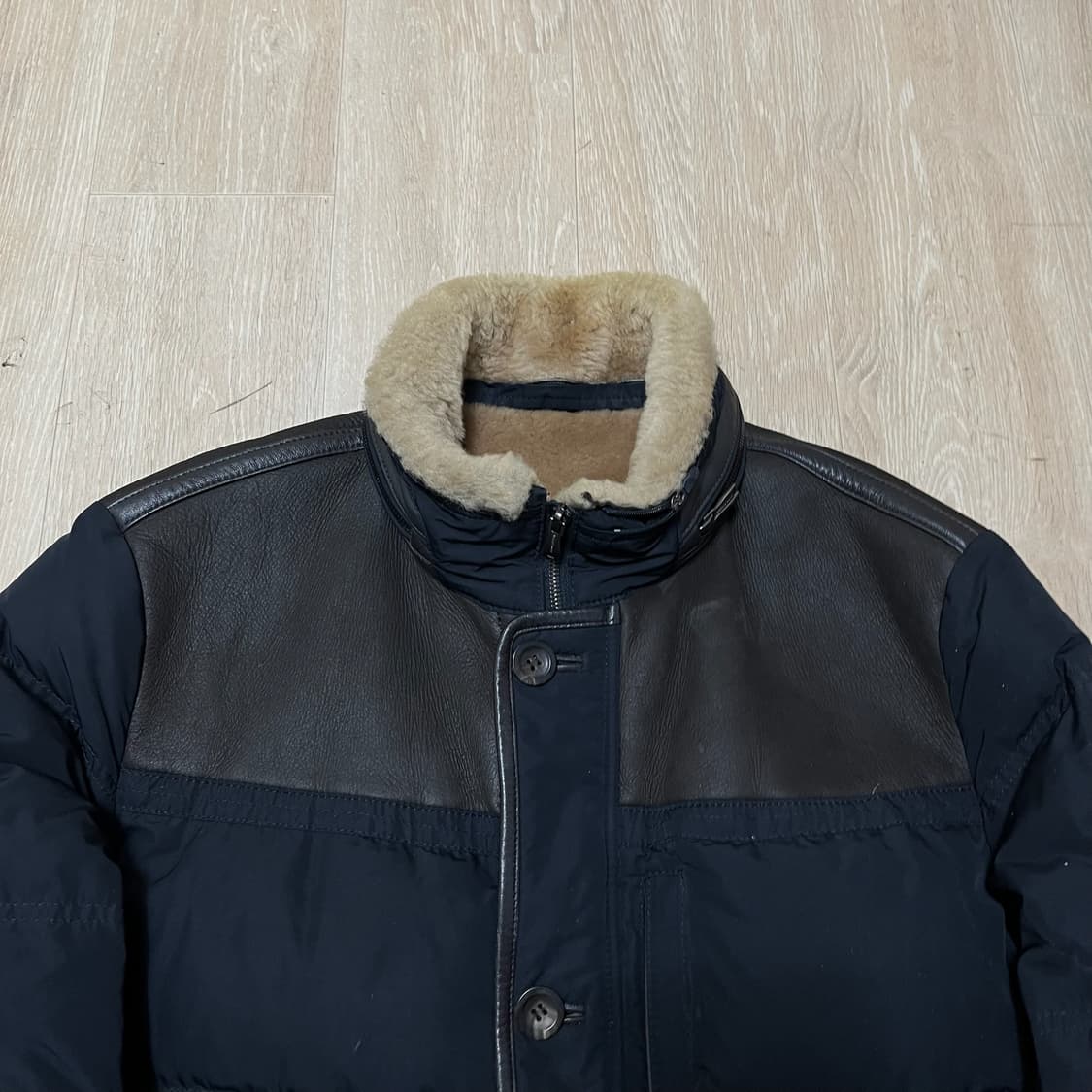 헤지스 남성 양가죽 배색 구스다운 패딩 점퍼 XL/105  상품이미지2