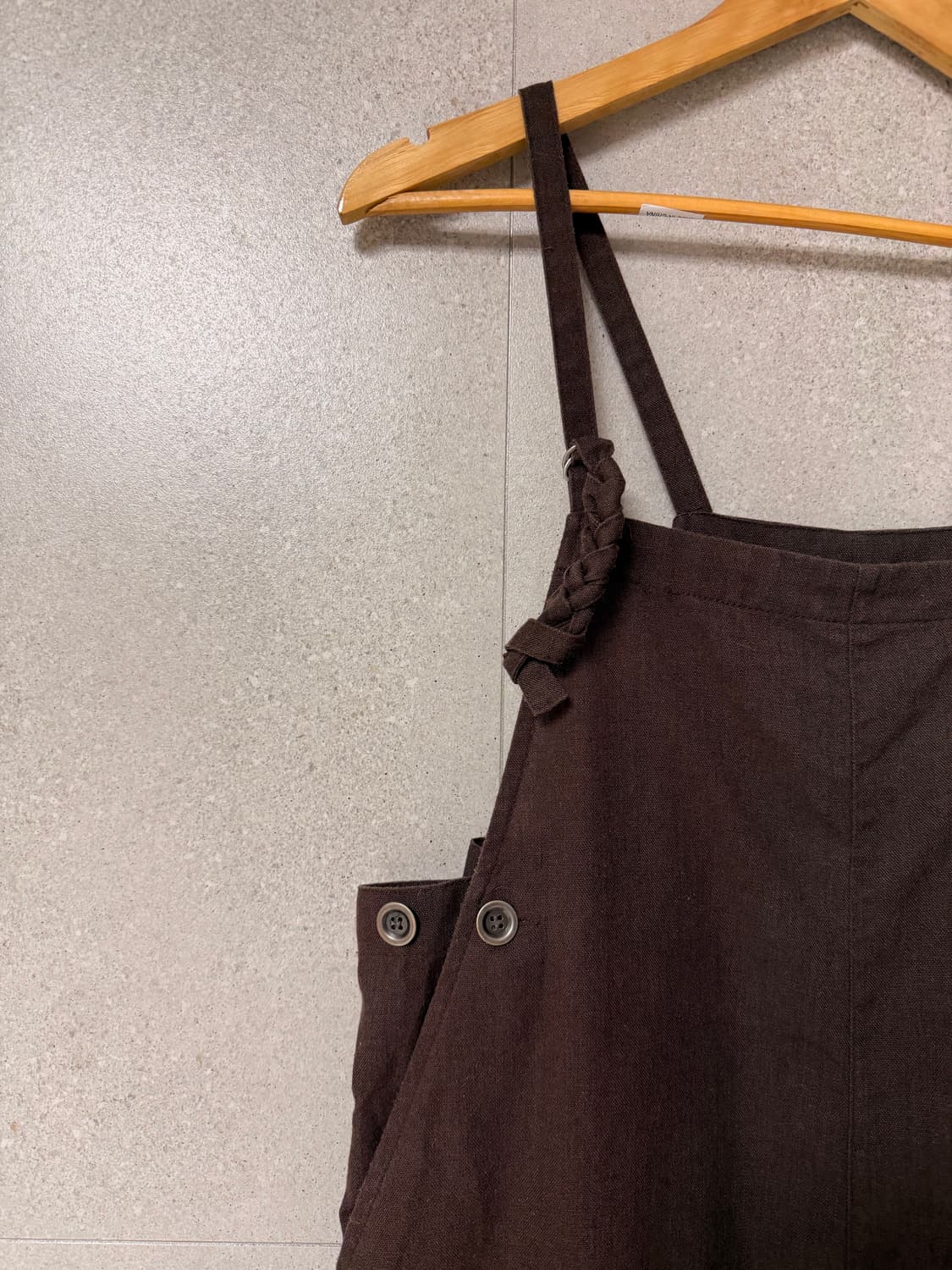브라운 멜빵 바지 점프수트 린넨 혼방 와이드 상품이미지2