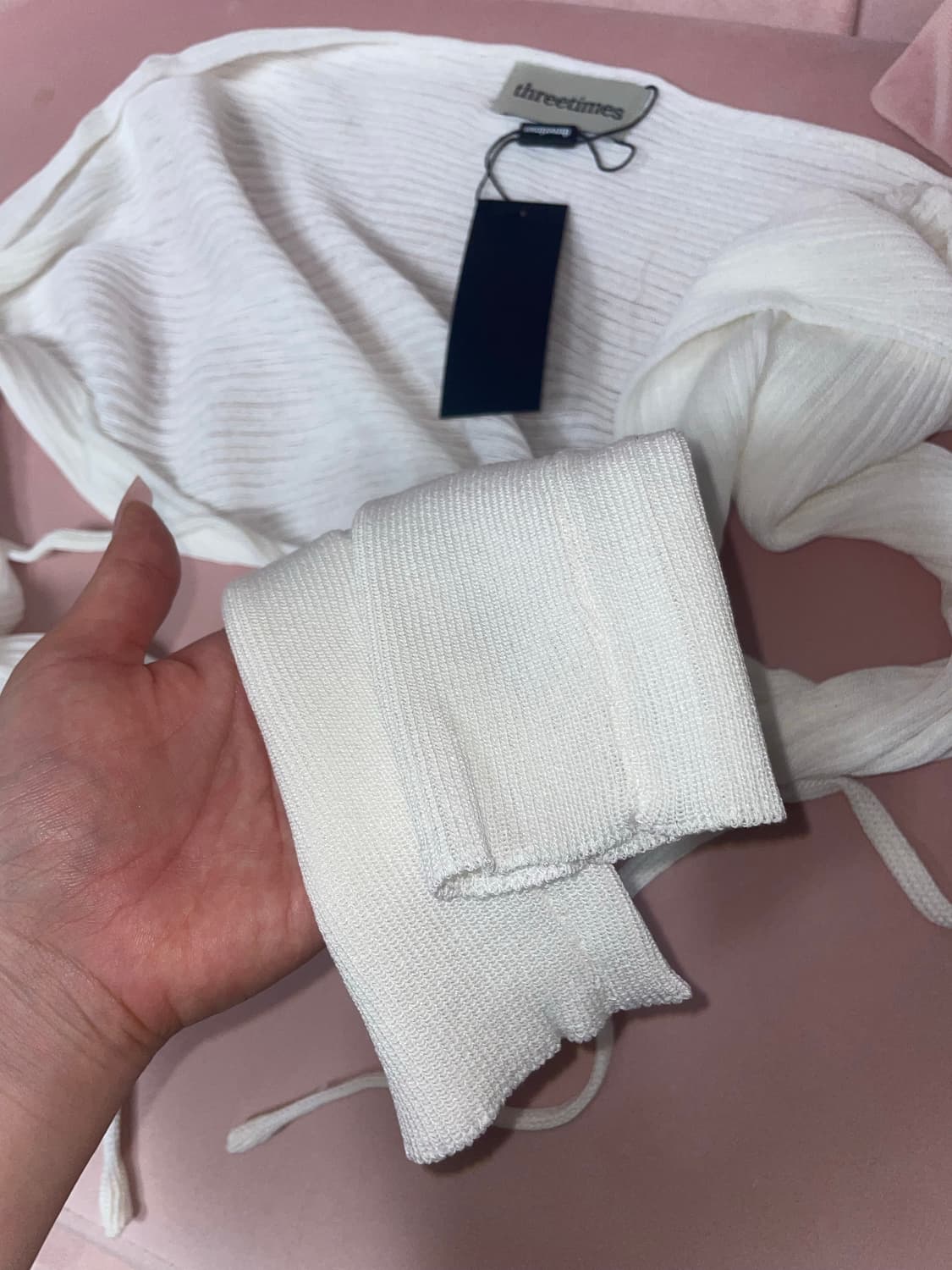 쓰리타임즈 릿볼레로 가디건 화이트 새상품 상품이미지5