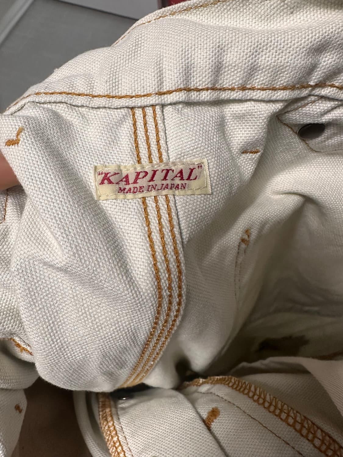 캐피탈 [kapital]씬 캔버스 럼버 더블니 팬츠 키나리 상품이미지4