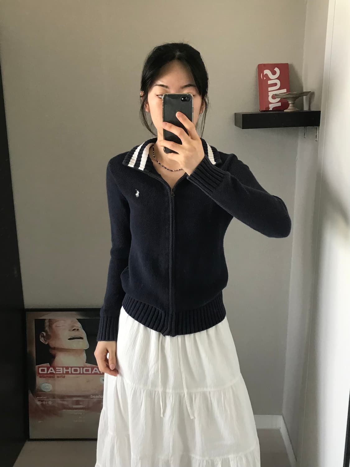 폴로 랄프로렌 포니 로고 네이비 니트 풀집업  상품이미지3