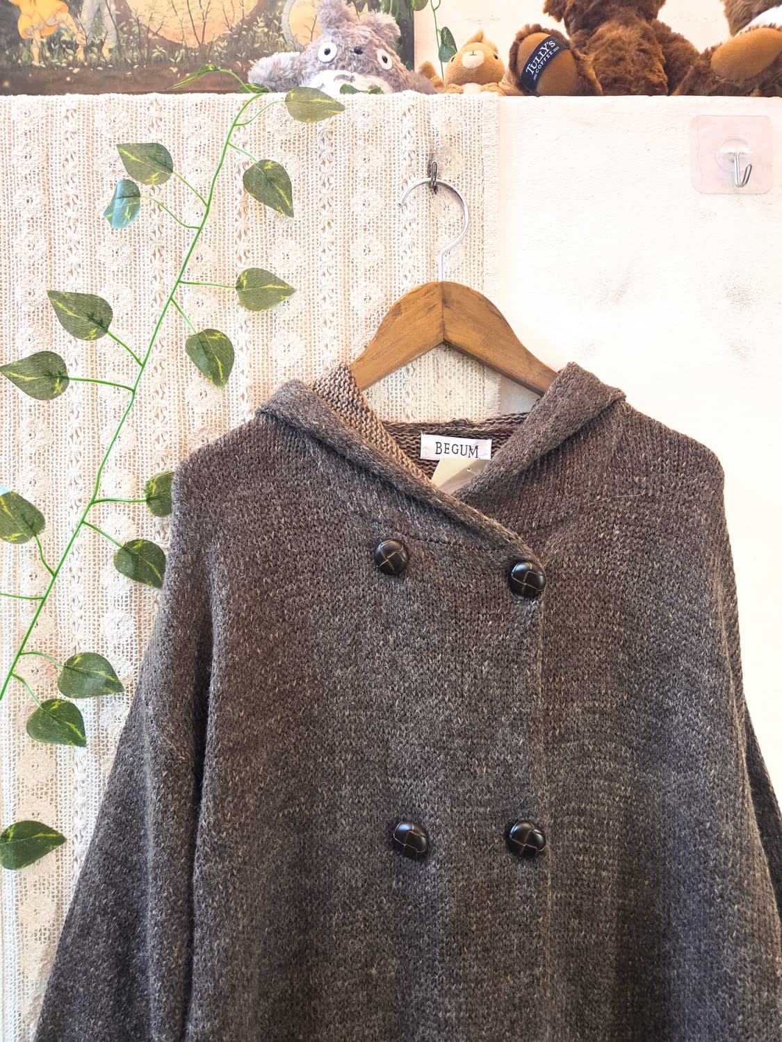 브라운 후드 롱 가디건 상품이미지2