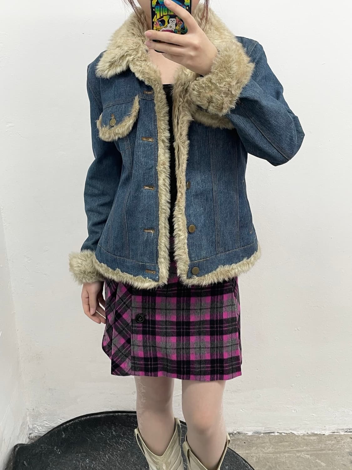 y2k 퍼 트리밍 데님 자켓  상품이미지5