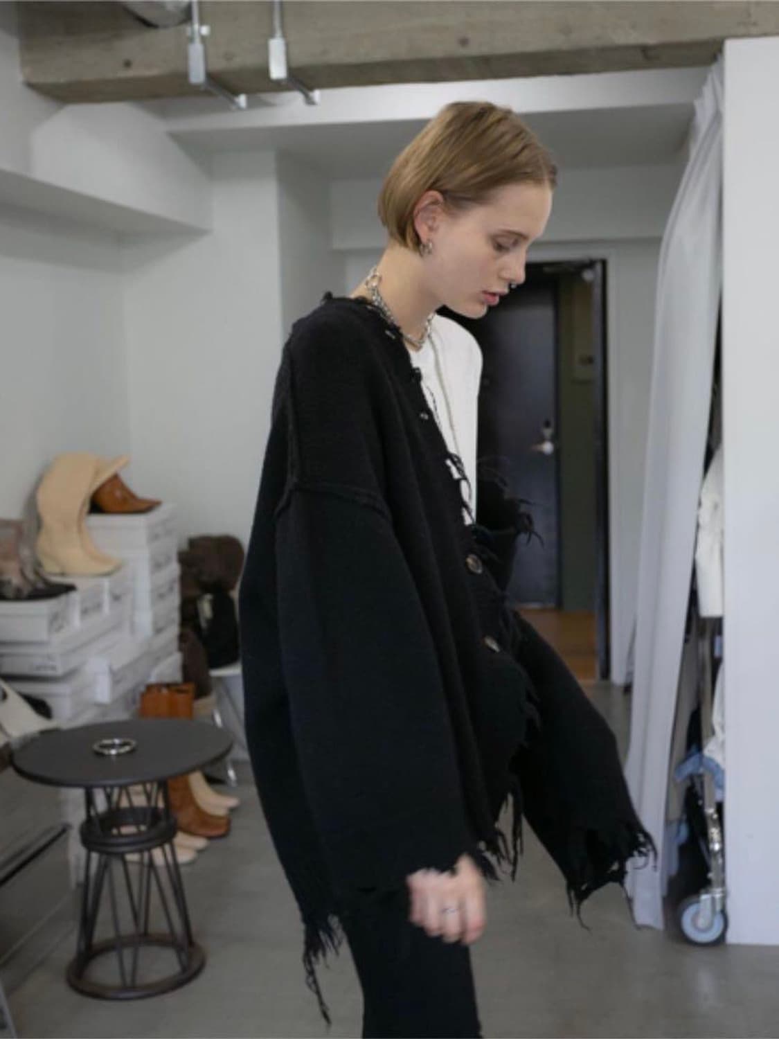 PERVERZE Crash wide knit cardigan 상품이미지2