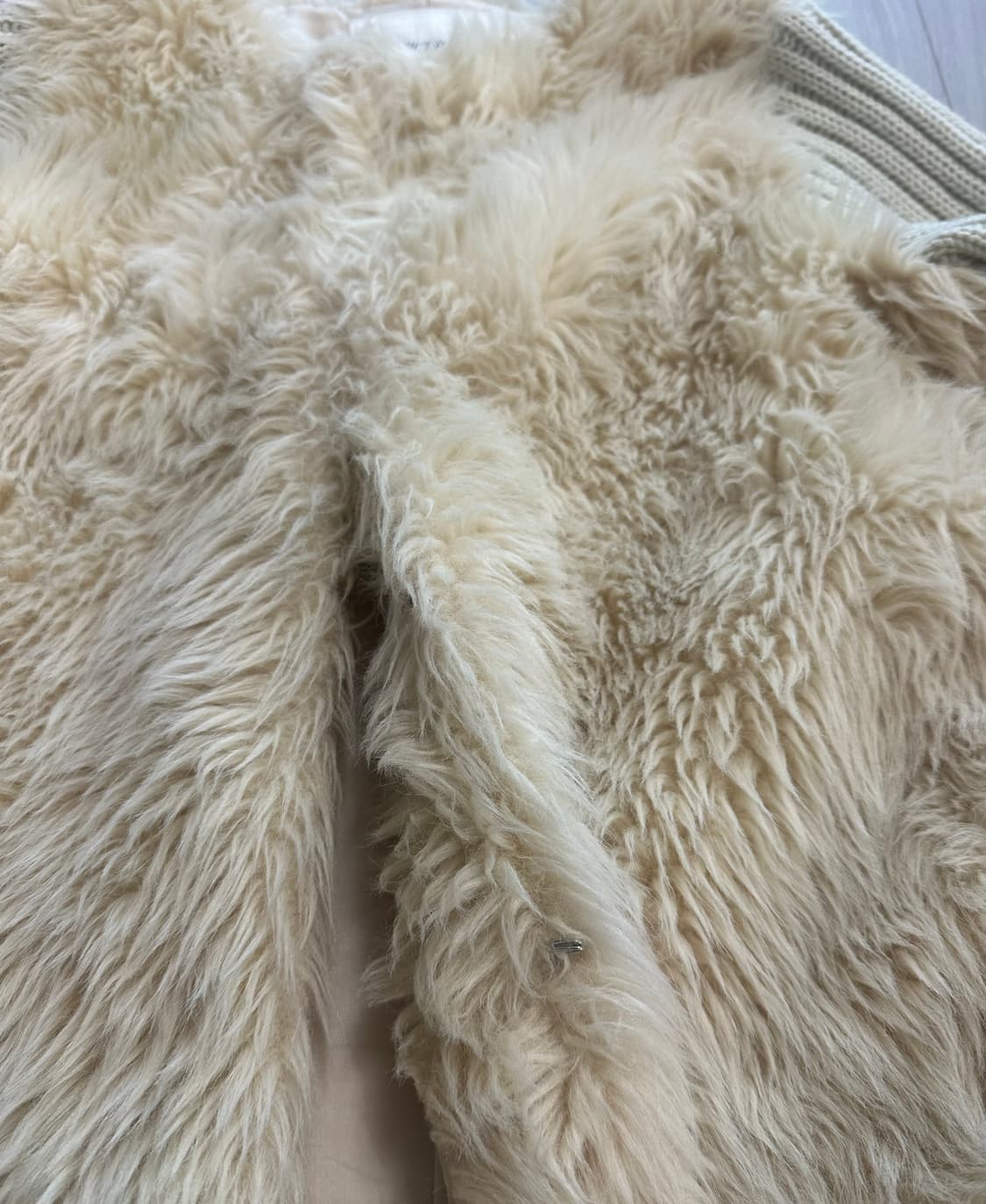 빈티지 베이지 니트 퍼 자켓 상품이미지4