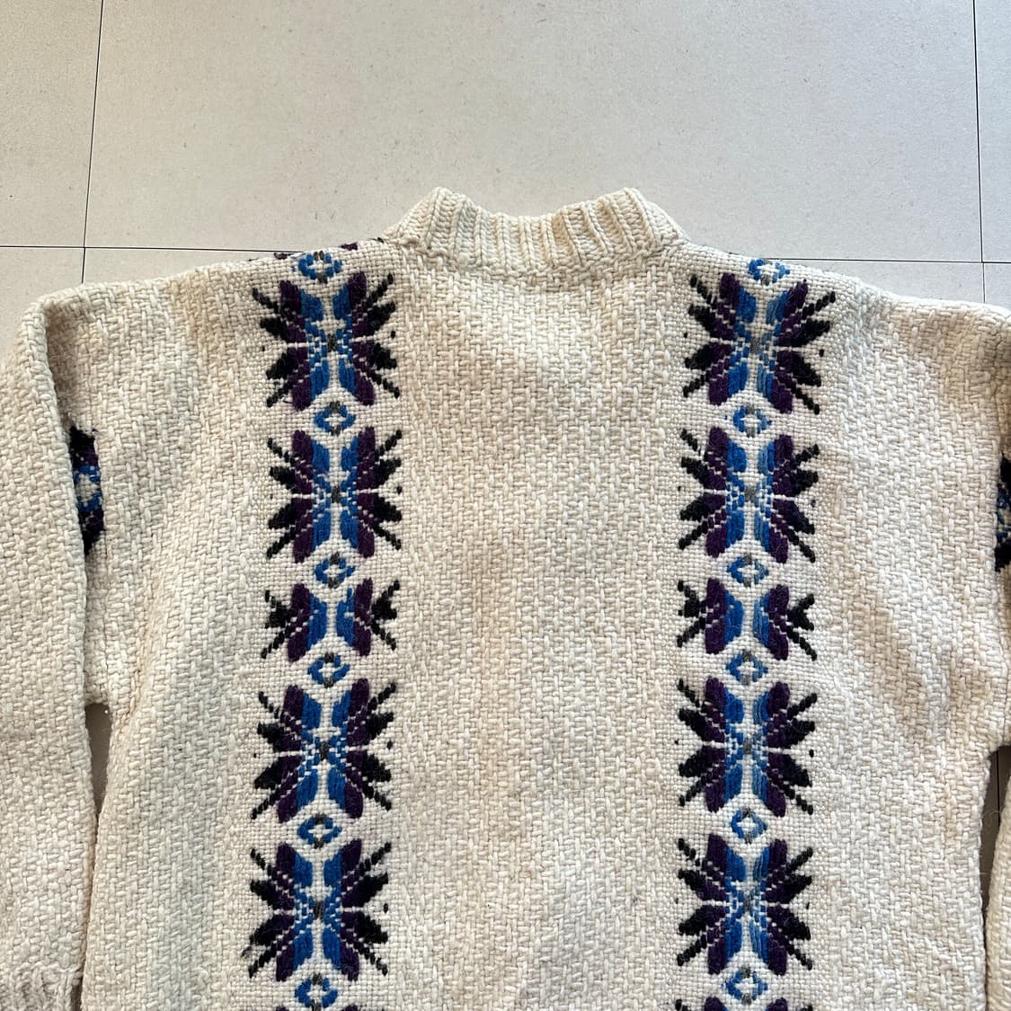 90s 에콰도르산 울 100% 빈티지 에스닉 아즈텍 가디건 코위찬  상품이미지7