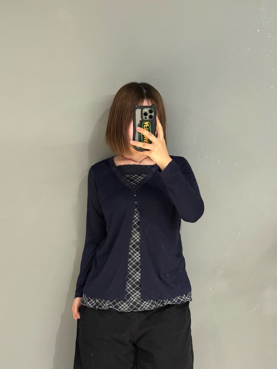check pattern layered cardigan  상품이미지2