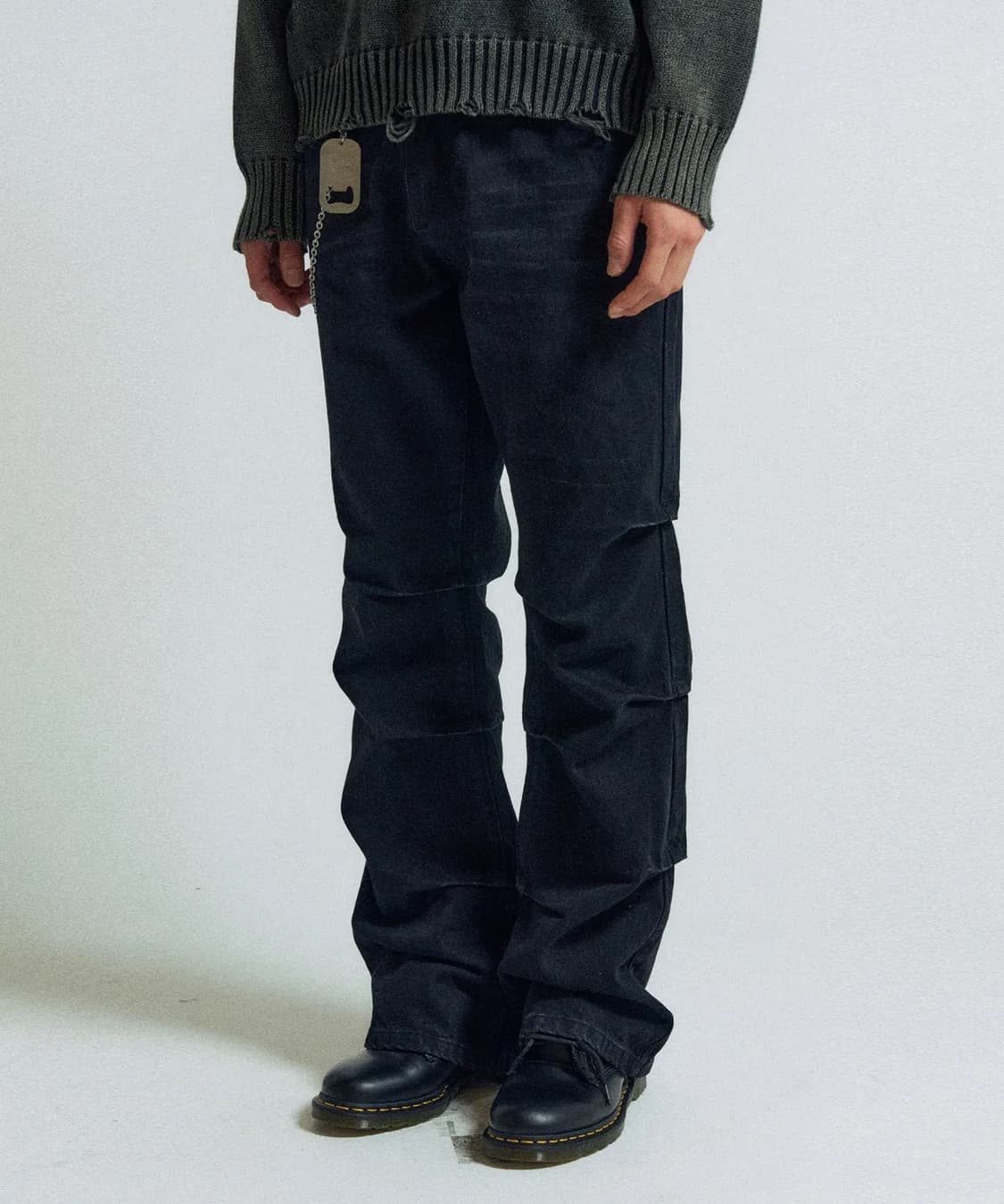 슬로우애시드 얼터네이트 턱 플레어 데님 팬츠 M 상품이미지3