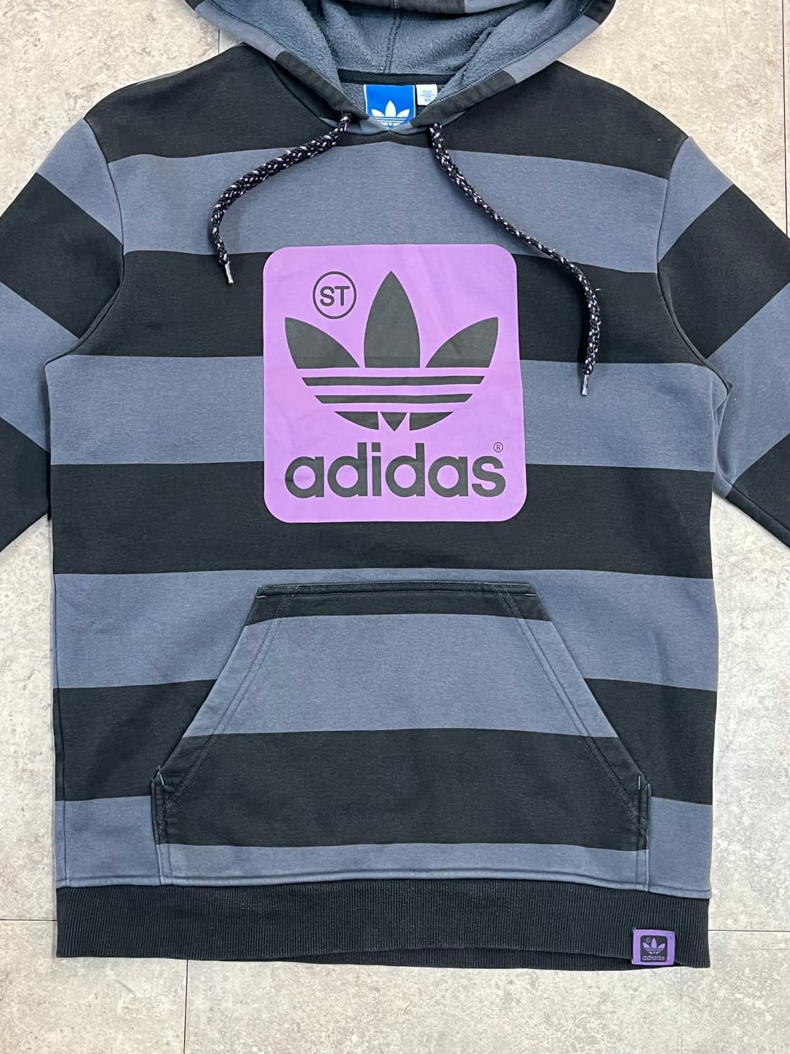 아디다스 스트라이프 기모 후드티 차콜 100 #csz2436  상품이미지6