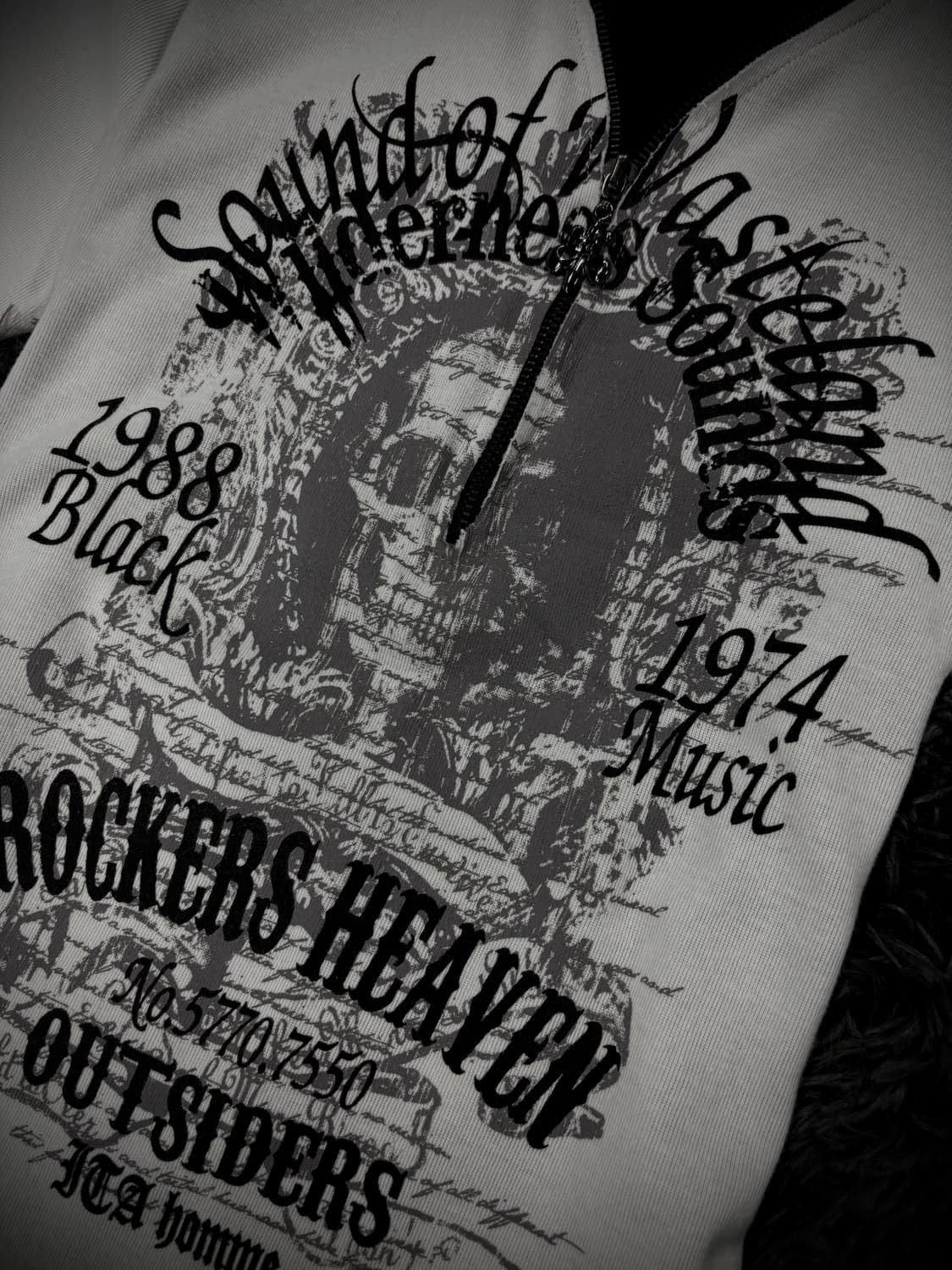 블랙&화이트 레이어링 펑크 해골 레터링 반팔 상품이미지3