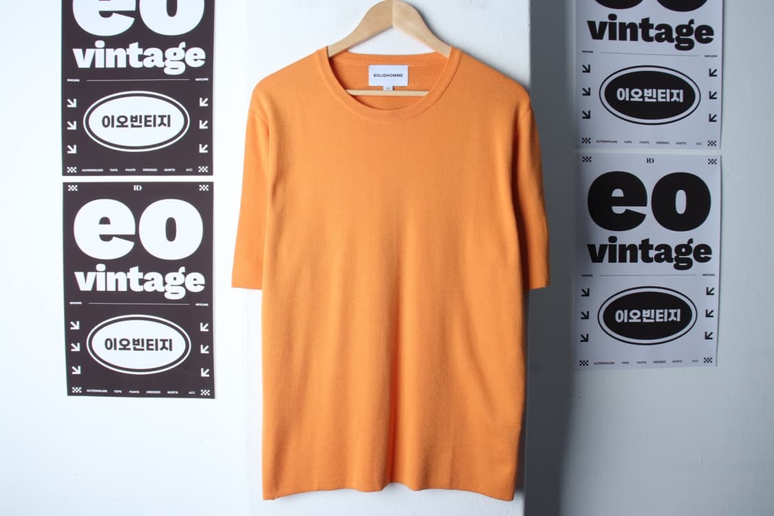 (2XL-3XL) 솔리드옴므 반팔 티셔츠 니트 오렌지 무지-H32371 상품이미지2