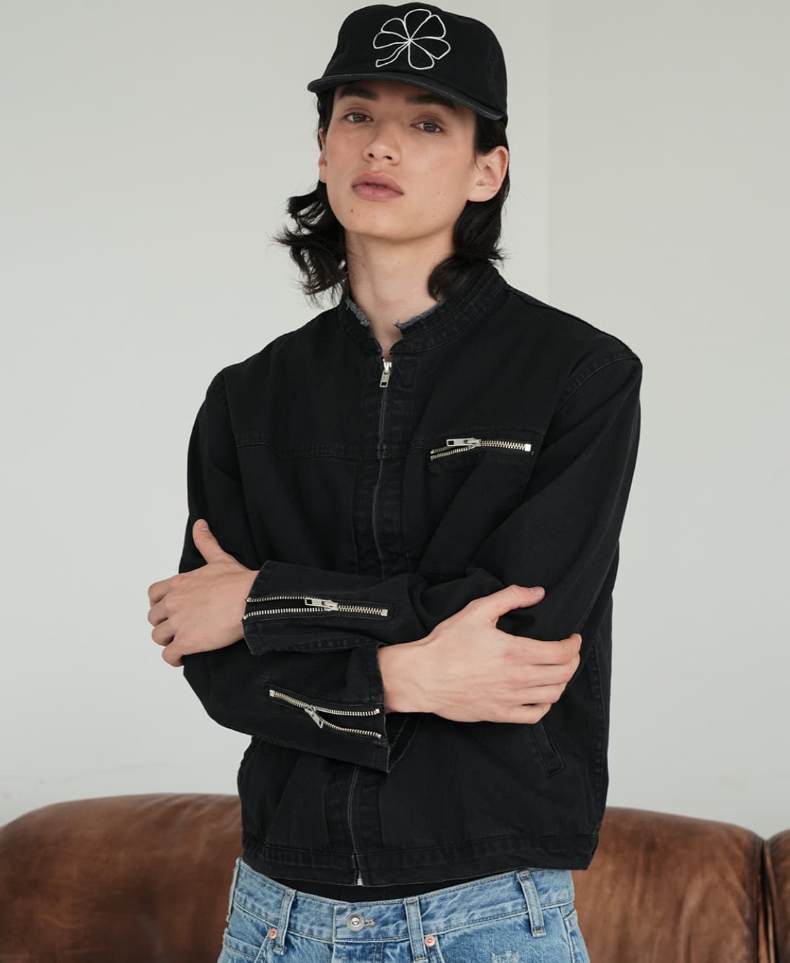 vintage rough neck zip-up/Black size 3 상품이미지1