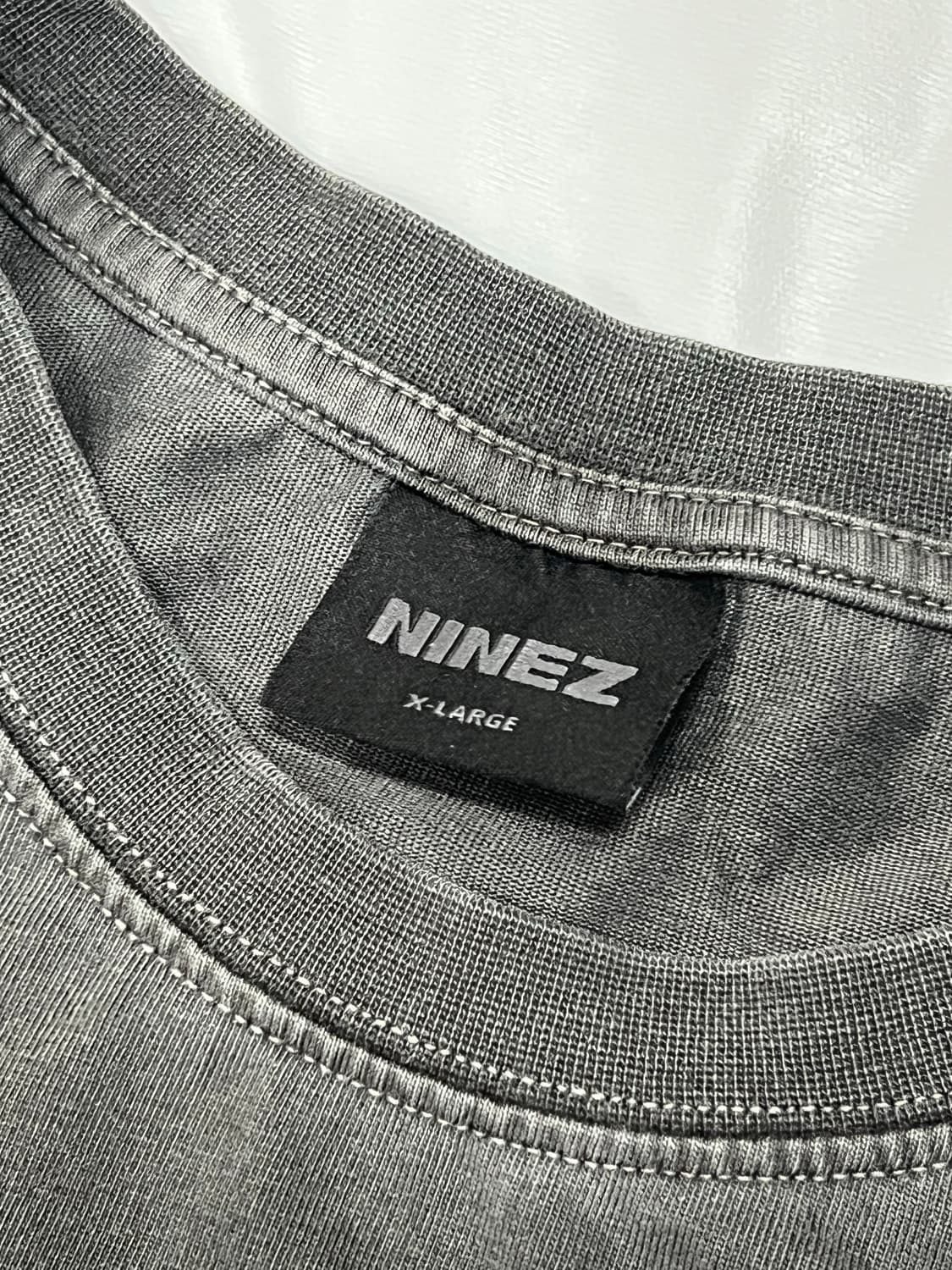NINEZ 워시드 반팔 티 차콜 상품이미지4