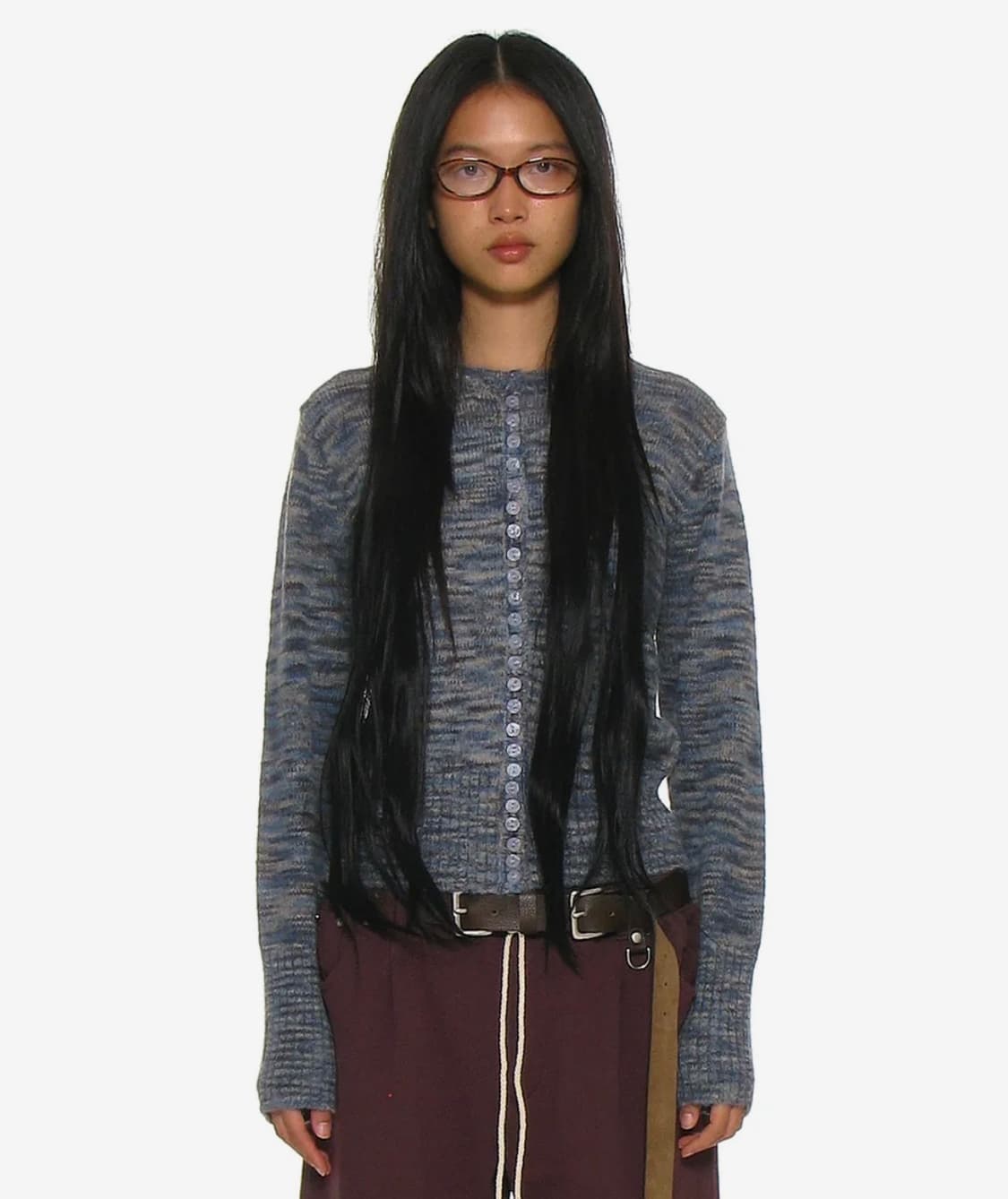 파르티멘토 우먼 와이드 리브 버튼업 니트 가디건 m 믹스네이비 상품이미지1