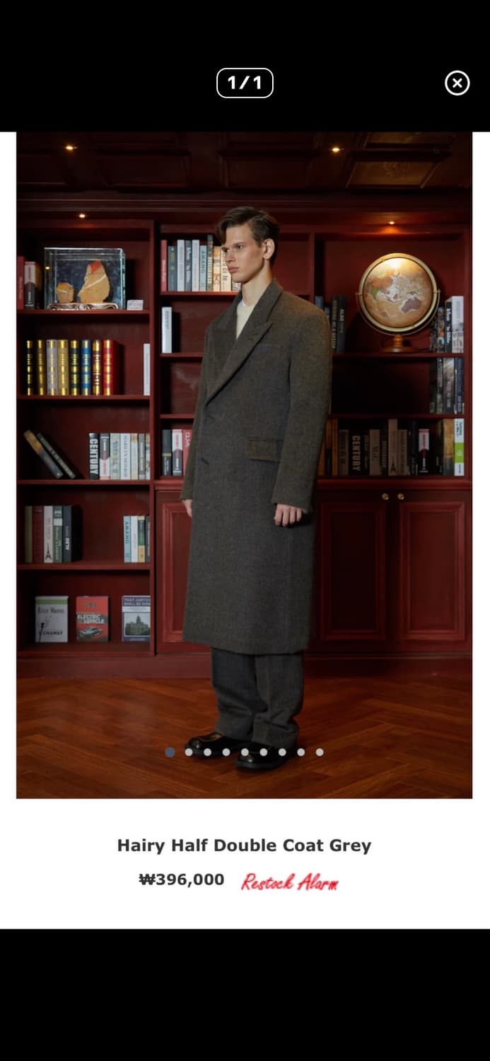 Stu 헤어리 더블 코트 차콜 L 상품이미지1