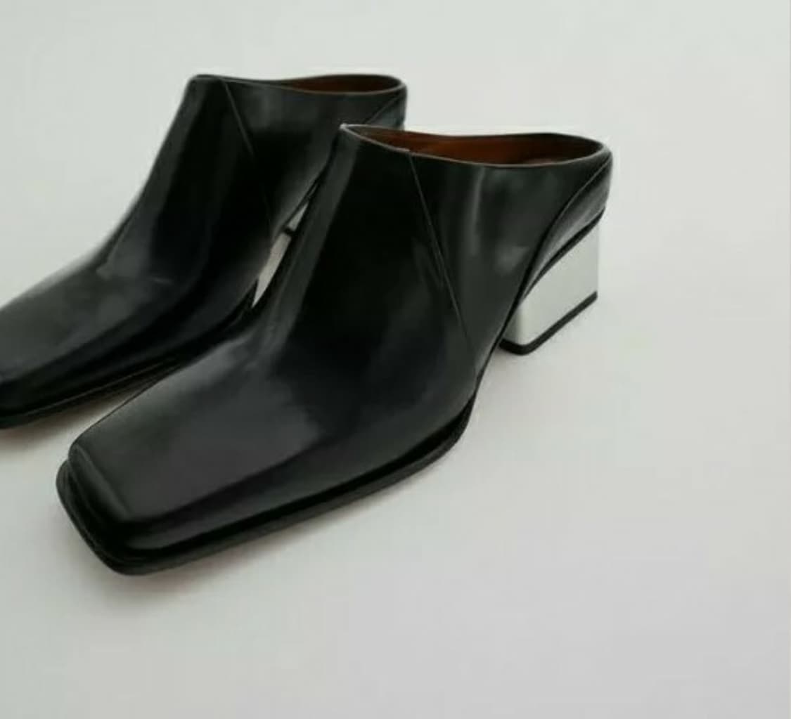 zara 자라 레더 스퀘어 클로그 힐 사이즈 38 상품이미지2