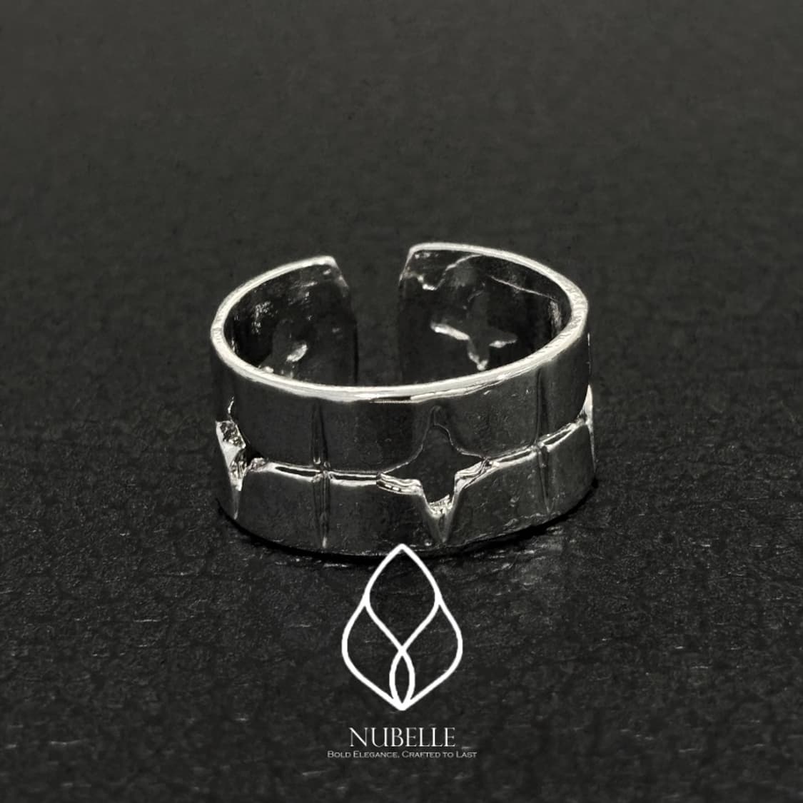 🌗 Twinkle punched ring / 스타 펀칭 실버 반지 상품이미지3