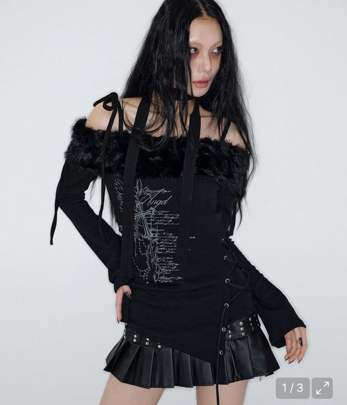 낫노잉 오프숄더 퍼 슬리브 상품이미지1