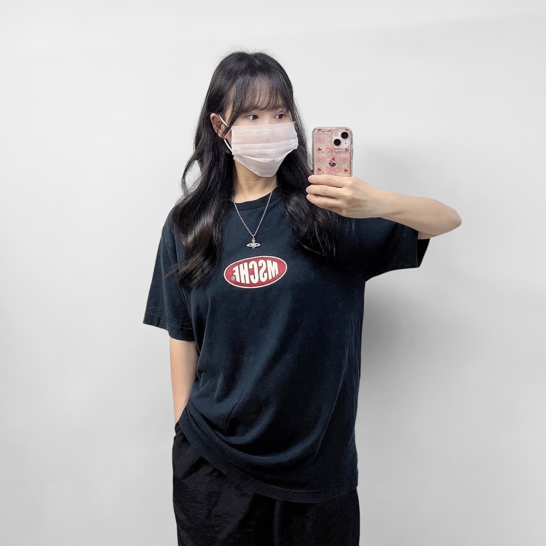미스치프 스펠 로고 반팔 티셔츠 블랙 상품이미지1