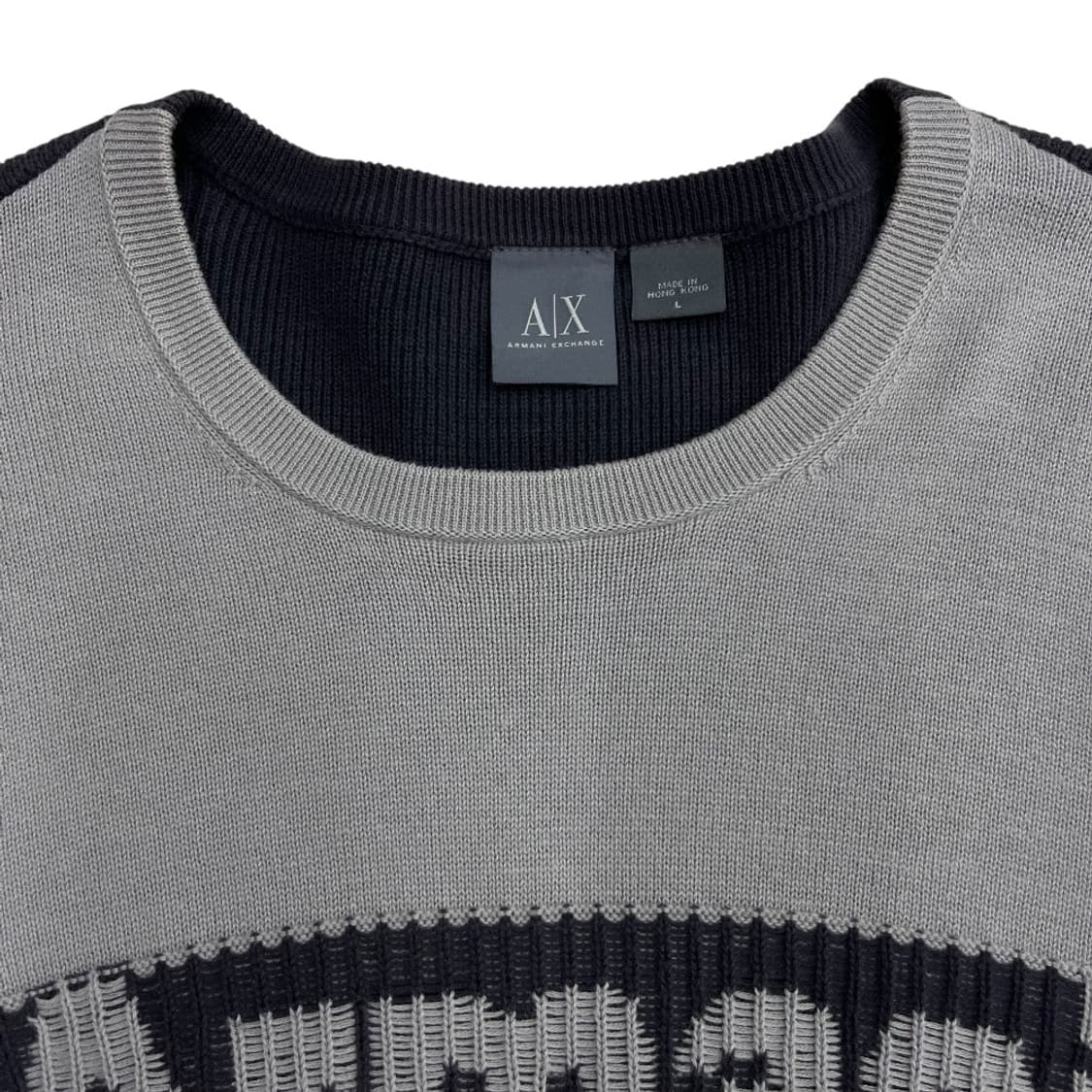 아르마니 센터로고 차콜배색 그레이 니트 L 상품이미지5