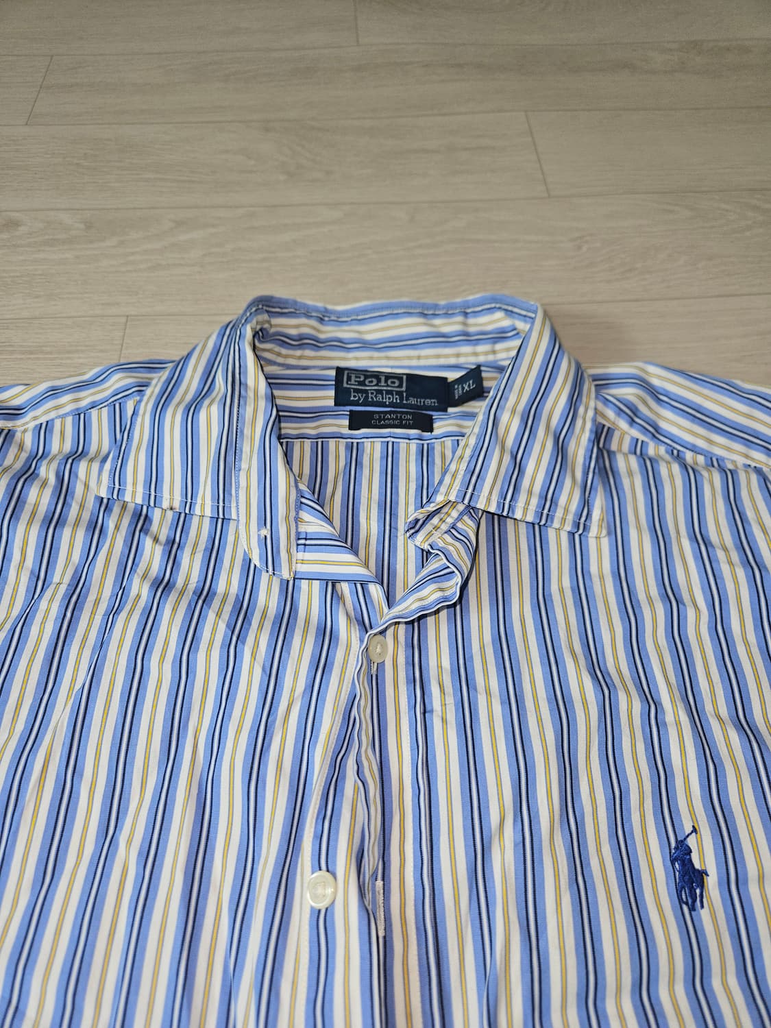 폴로 랄프로렌 스트라이프 클래식핏 셔츠 블루옐로우 XL 상품이미지4