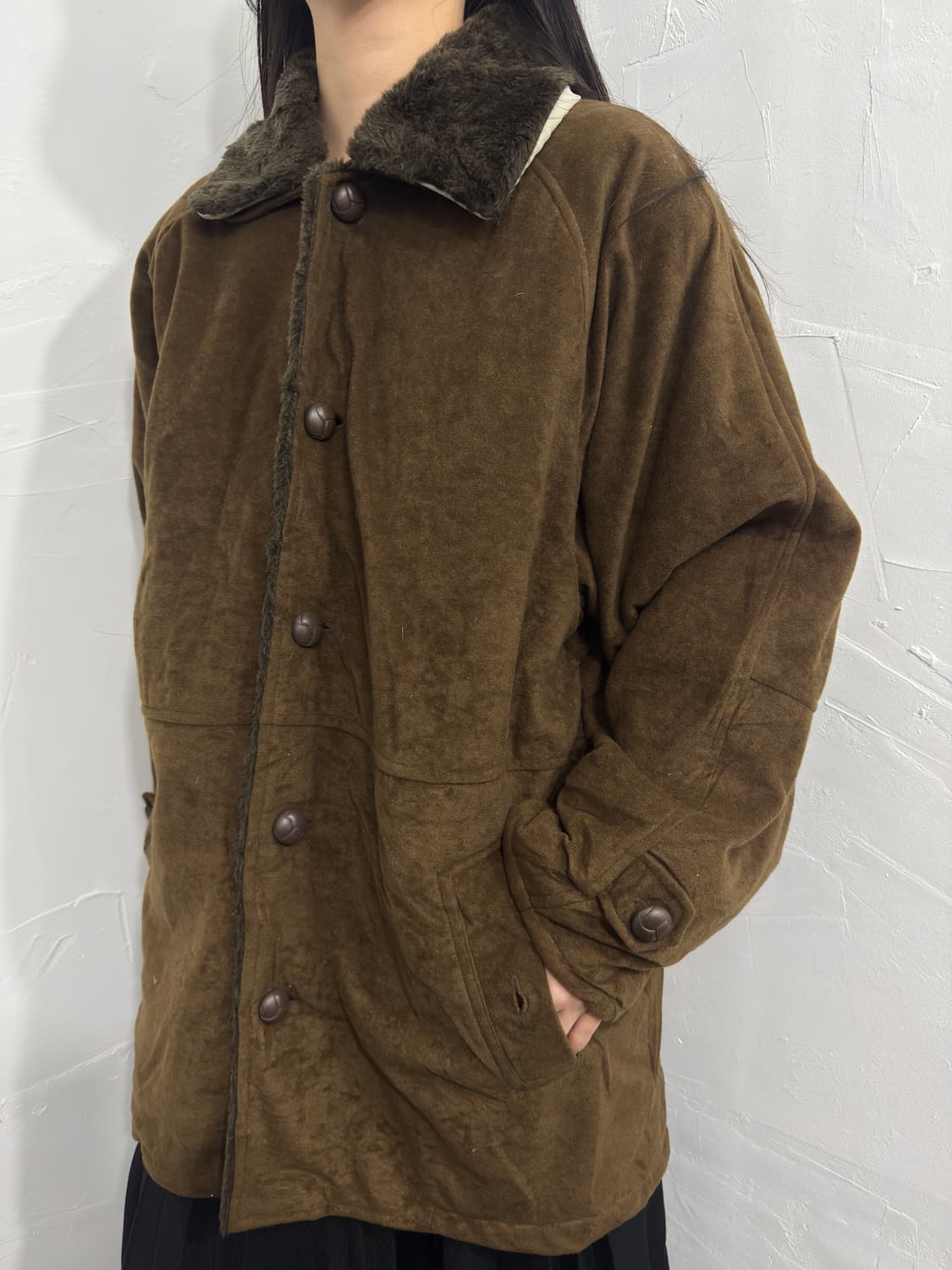 news paper fur detail jacket 상품이미지5