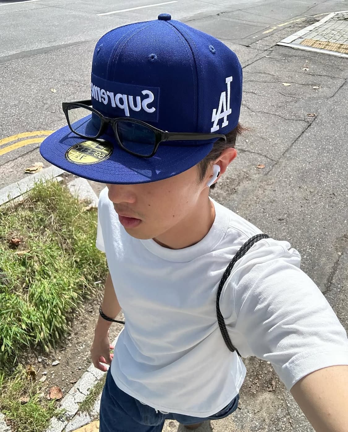 슈프림 x MLB 팀 박스로고 뉴에라 다크 로얄 로스앤젤레스 상품이미지1