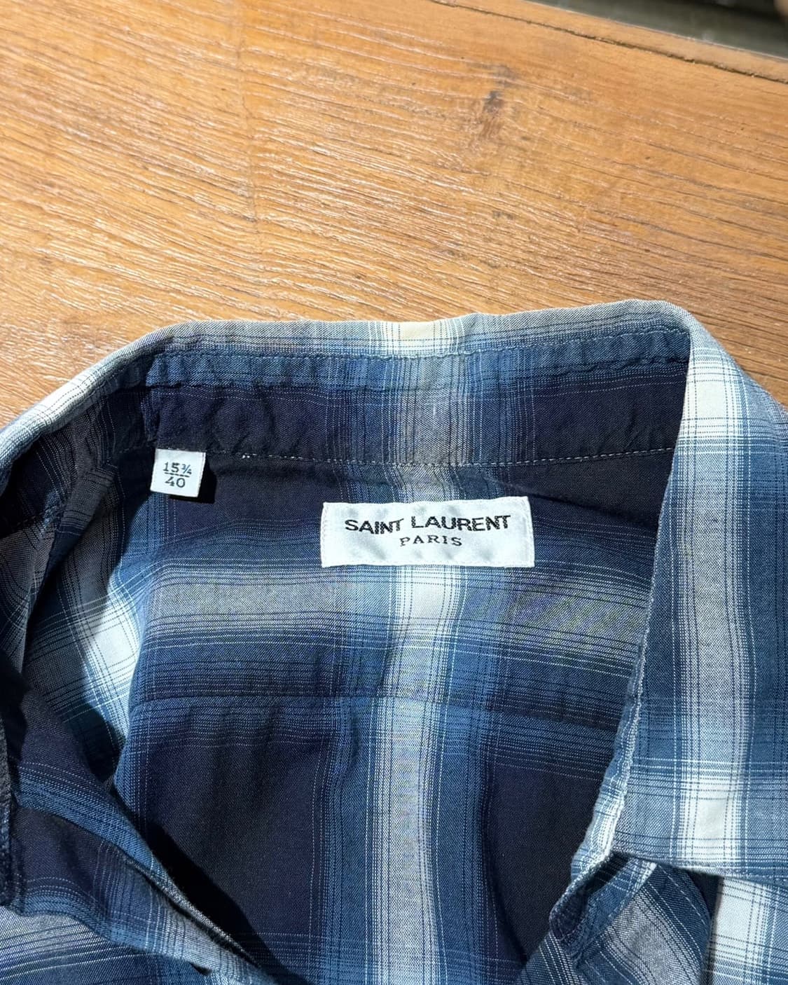 생로랑 블루 블랙 타탄 체크 셔츠 상품이미지7