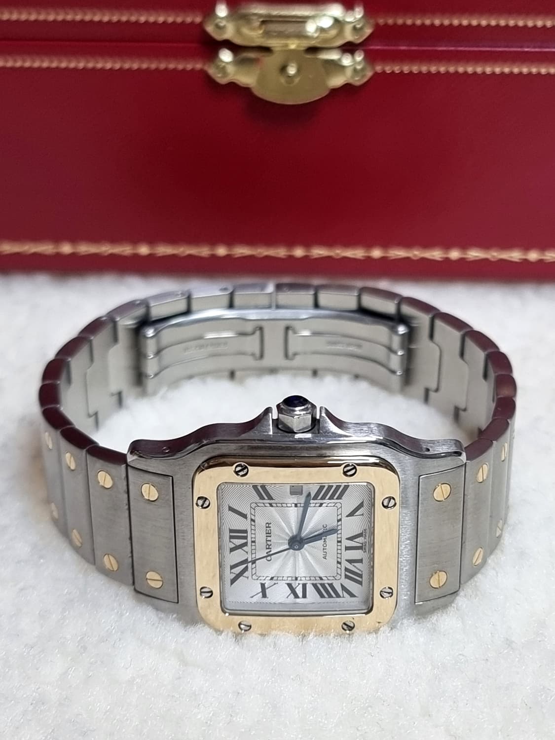 까르띠에 산토스 갈베 18K 콤비 L 기요셰판 오토메틱 시계 05~06년 상품이미지5