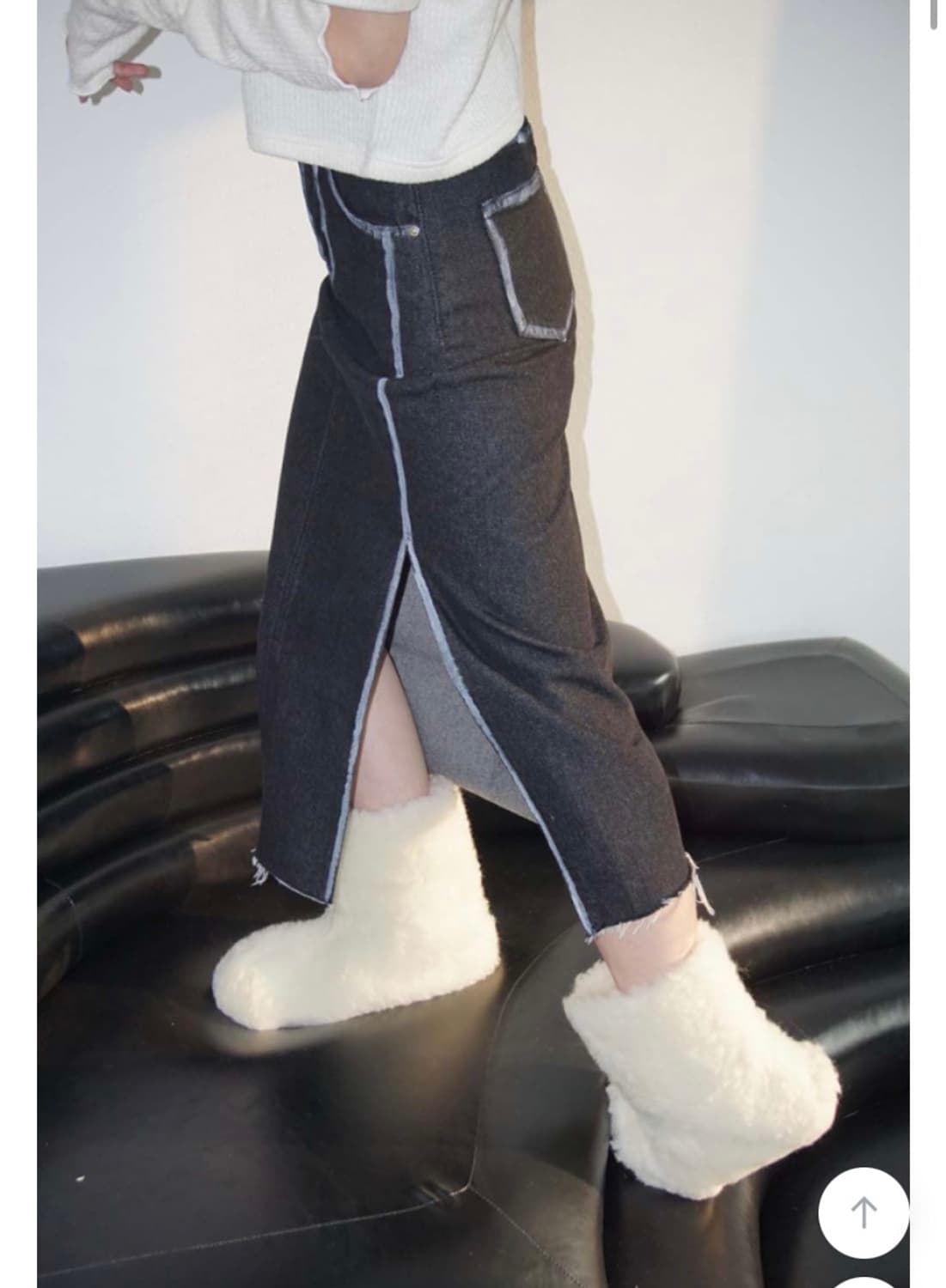 김아홉 스티치 롱스커트 상품이미지1