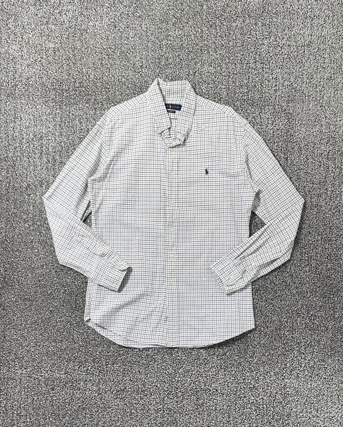 빈티지9. 폴로랄프로렌 체크 패턴 커스텀핏 셔츠 블루 화이트 상품이미지1