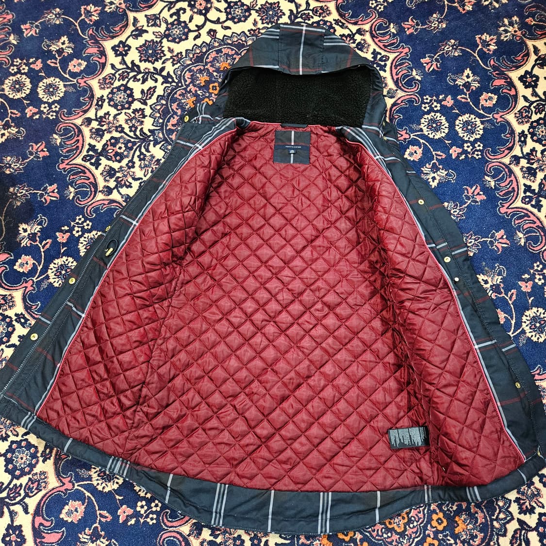 타미힐피거 네이비 타탄체크 후드 패딩 점퍼 XS size 상품이미지6