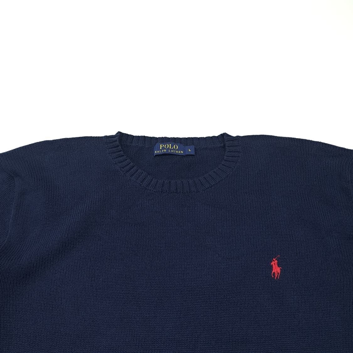 CL435 L 폴로 00s 코튼 레드포니 네이비 니트 스웨터 상품이미지2