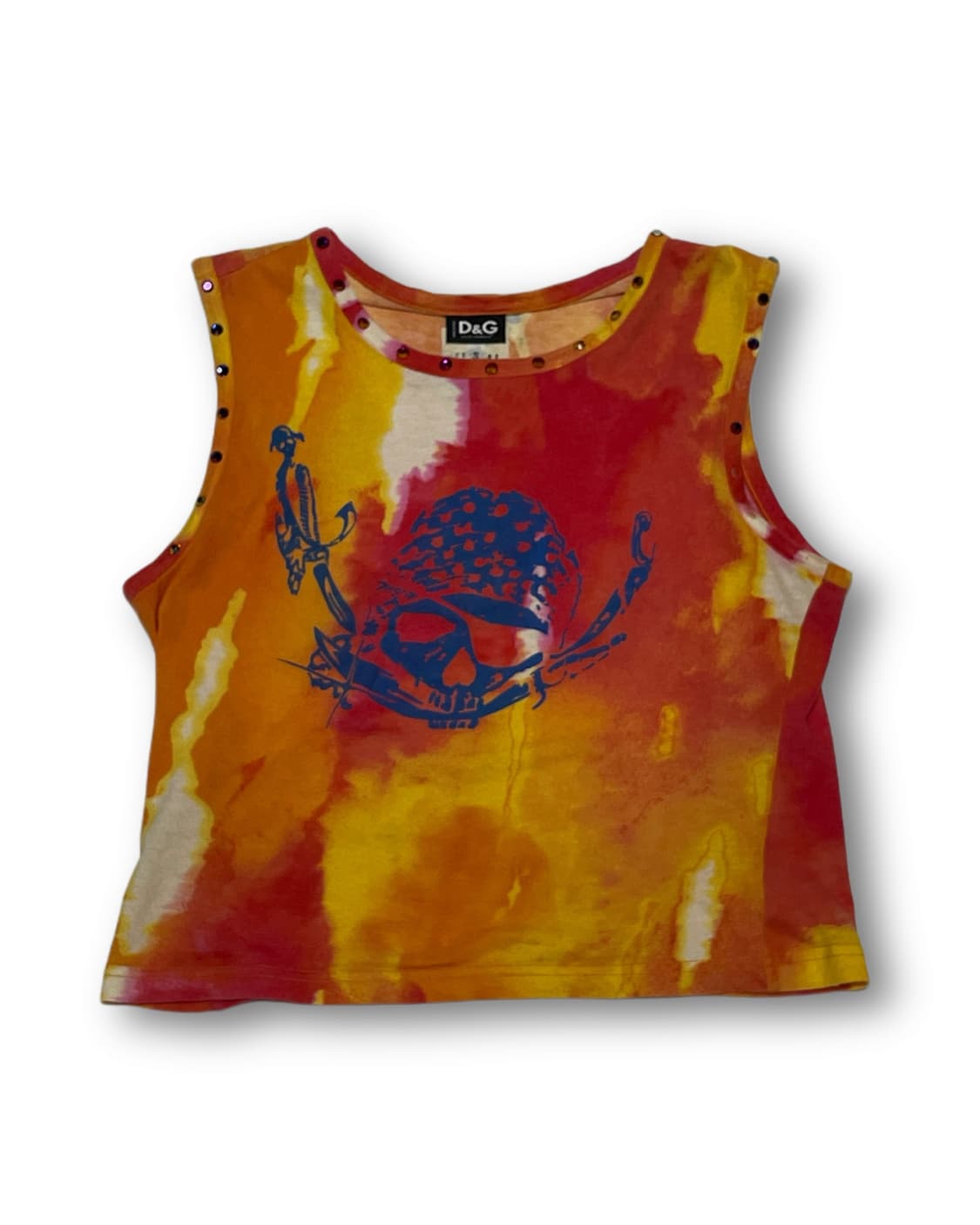 돌체앤가바나 타이다이 스컬 슬리브리스 탑 상품이미지1