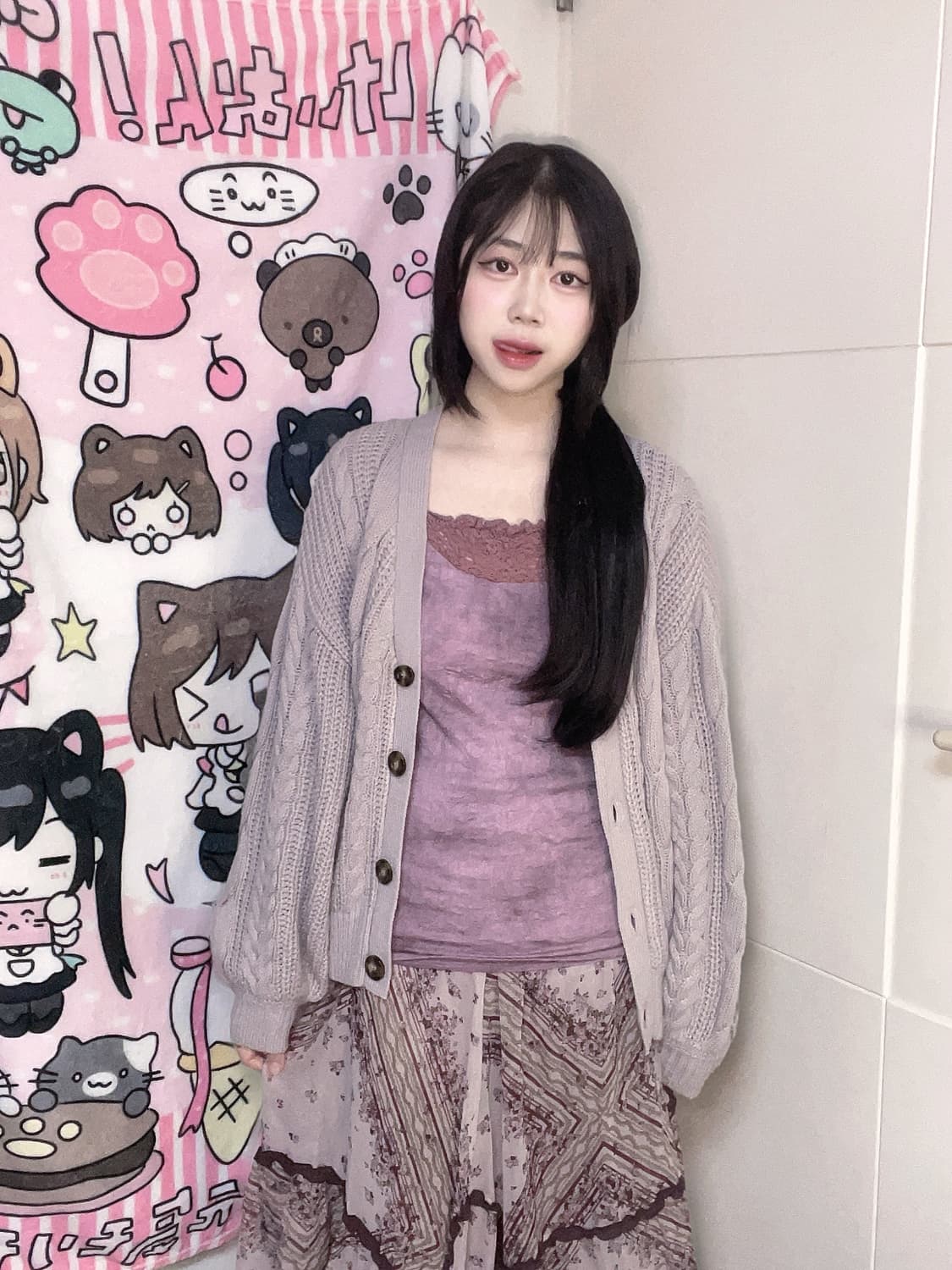 보라색 뮤트 빈티지 모리걸 세트 mori set 상품이미지1