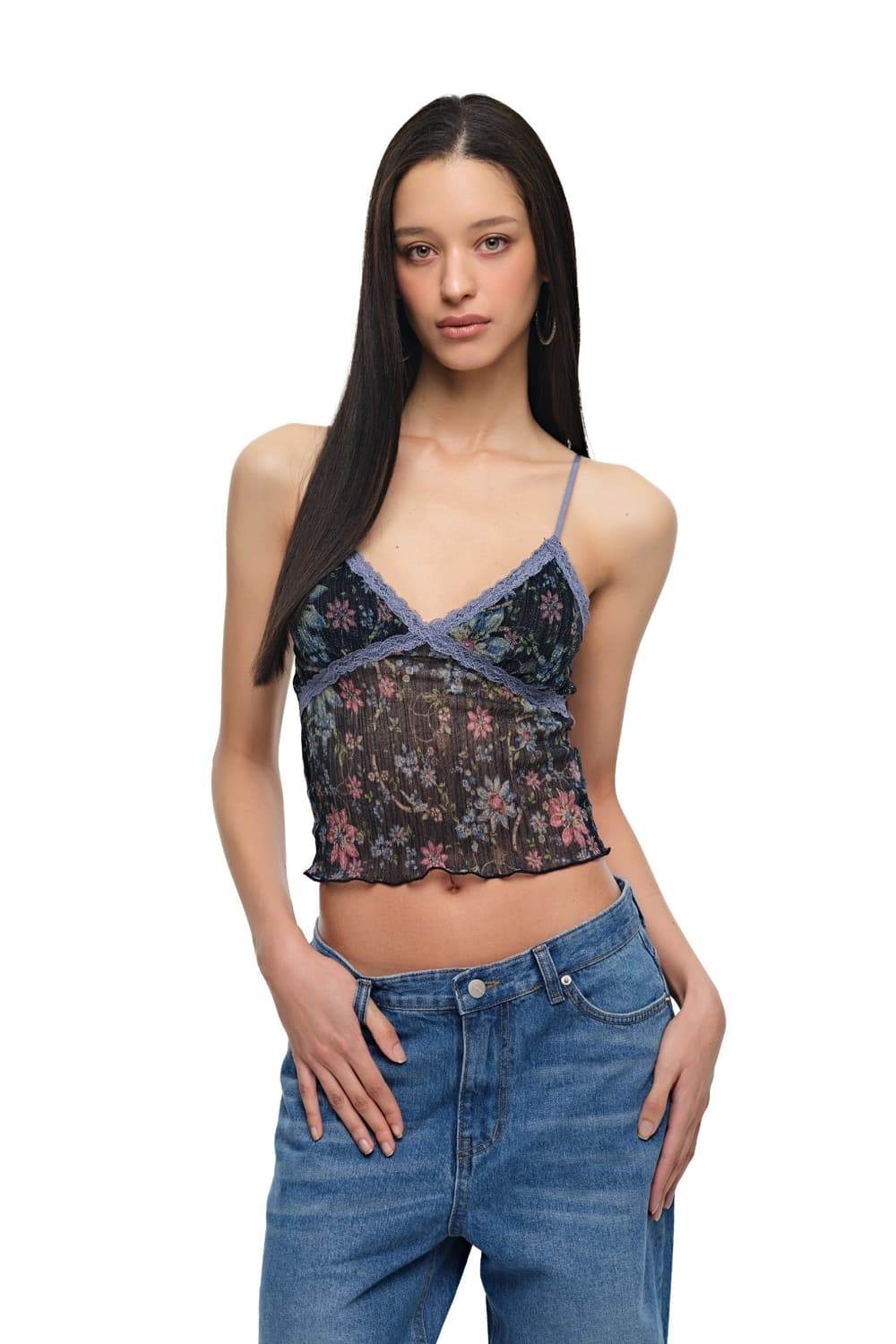 투머치택스 METALLIC FLORAL 03 LACE CAMI TOP 상품이미지1