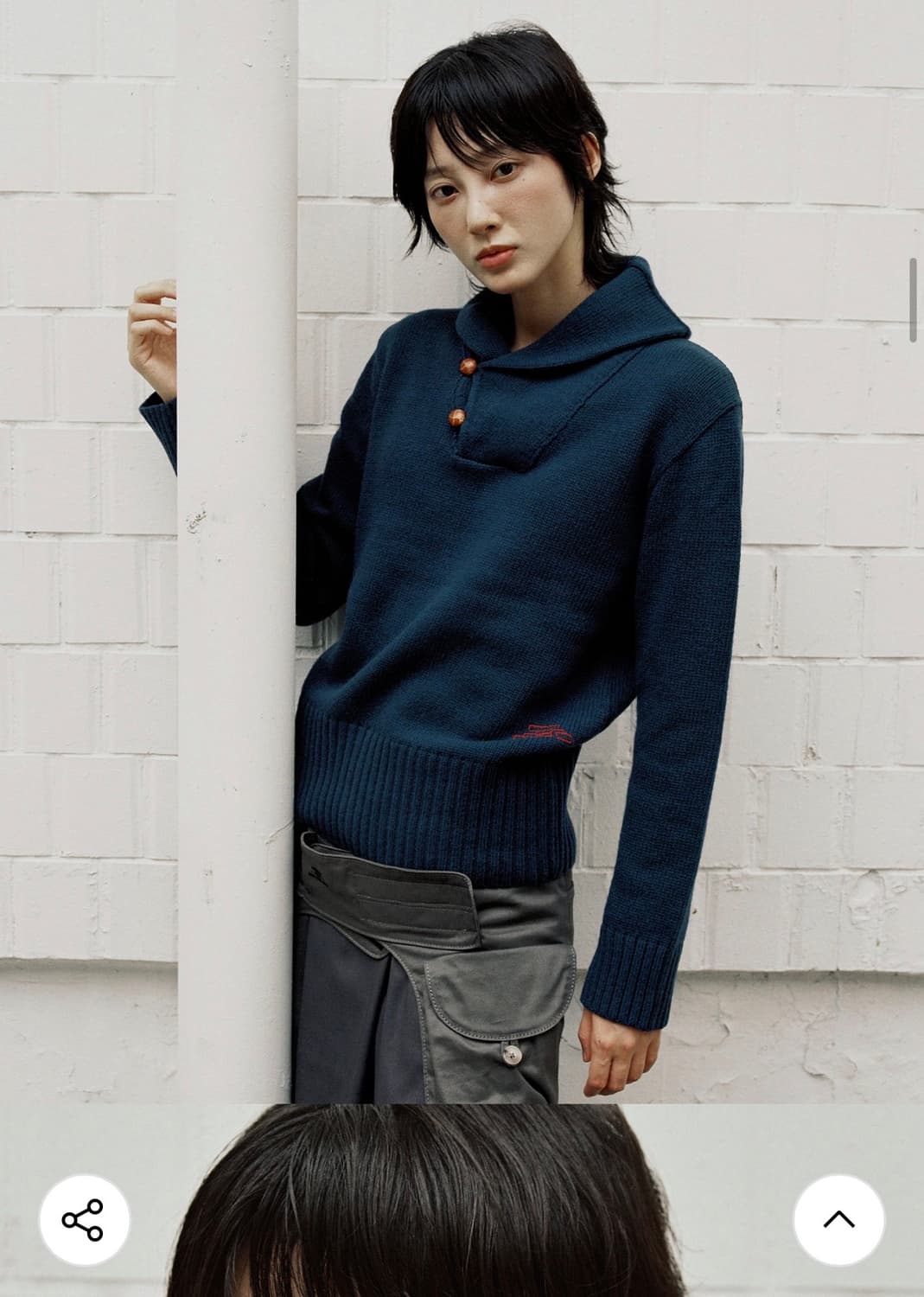 나이스고스트클럽 ffats 스왈 칼라 니트 네이비 상품이미지2