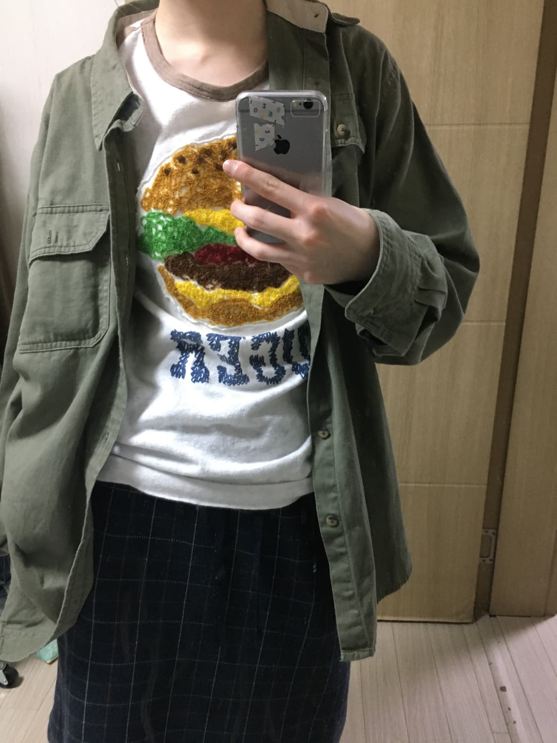Burger needlework raglan t-shirt 상품이미지7