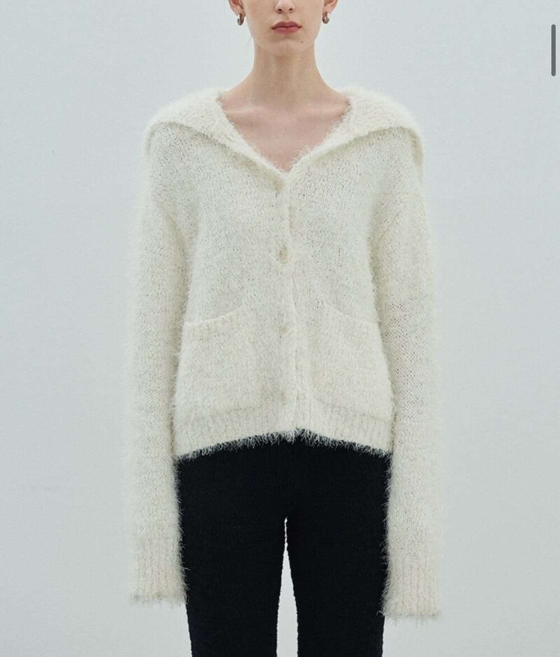 다이애그널 세일러 니트 가디건 아이보리 상품이미지1