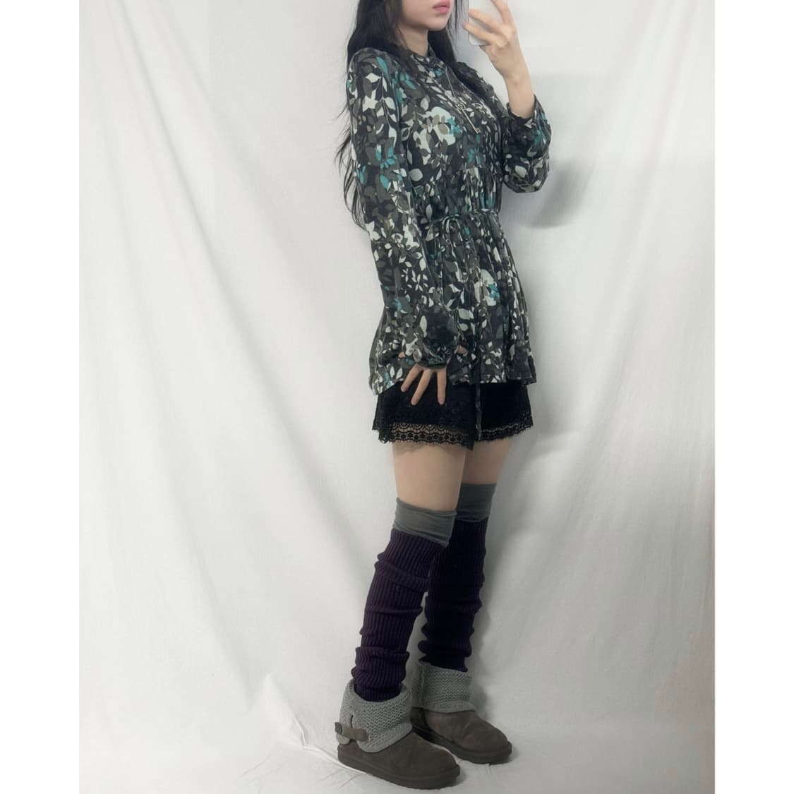 울 블렌디드 타이 디테일 미니 원피스 상품이미지1