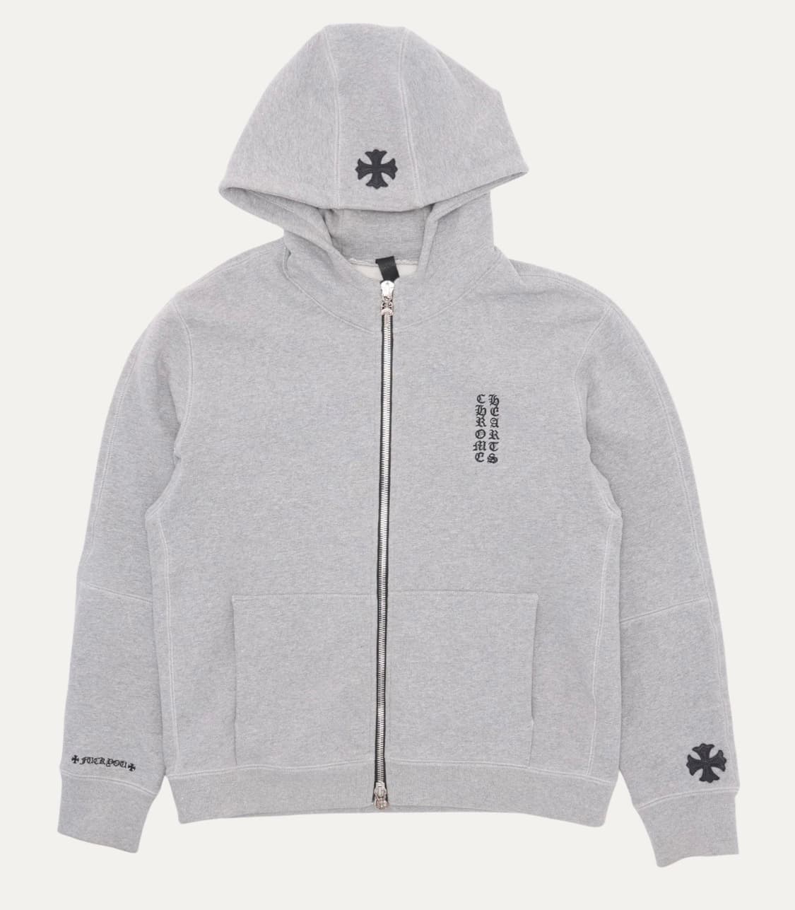 정품 크롬하츠 가죽패치 후드집업 그레이 색상 상품이미지5