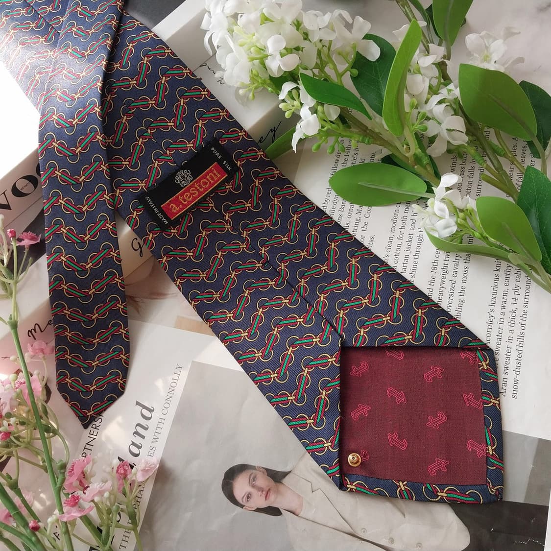 아테스토니 실크 네이비 체인 패턴 넥타이 9.5cm A+등급 k1913
 상품이미지4