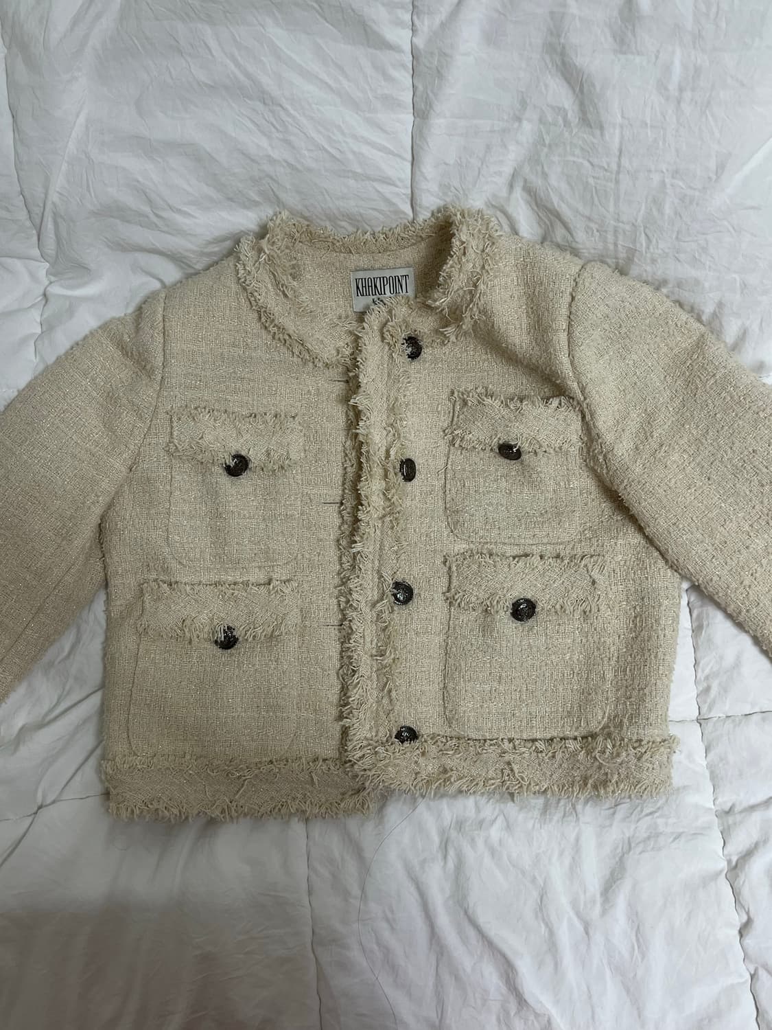 카키포인트 크롭 트위드 아이보리 상품이미지3