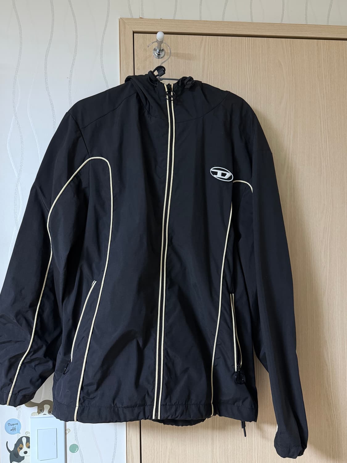 디젤 J-하이브스 콘트라스트 파이핑 윈드브레이커 블랙 상품이미지3