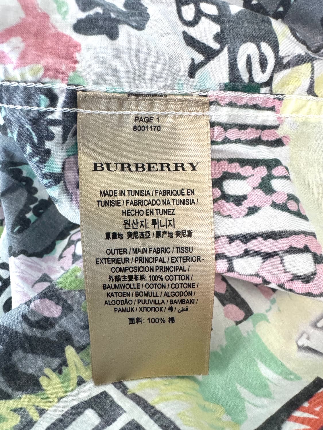 BURBERRY 버버리 그래피티 로고 오픈카라 셔츠 L 상품이미지7