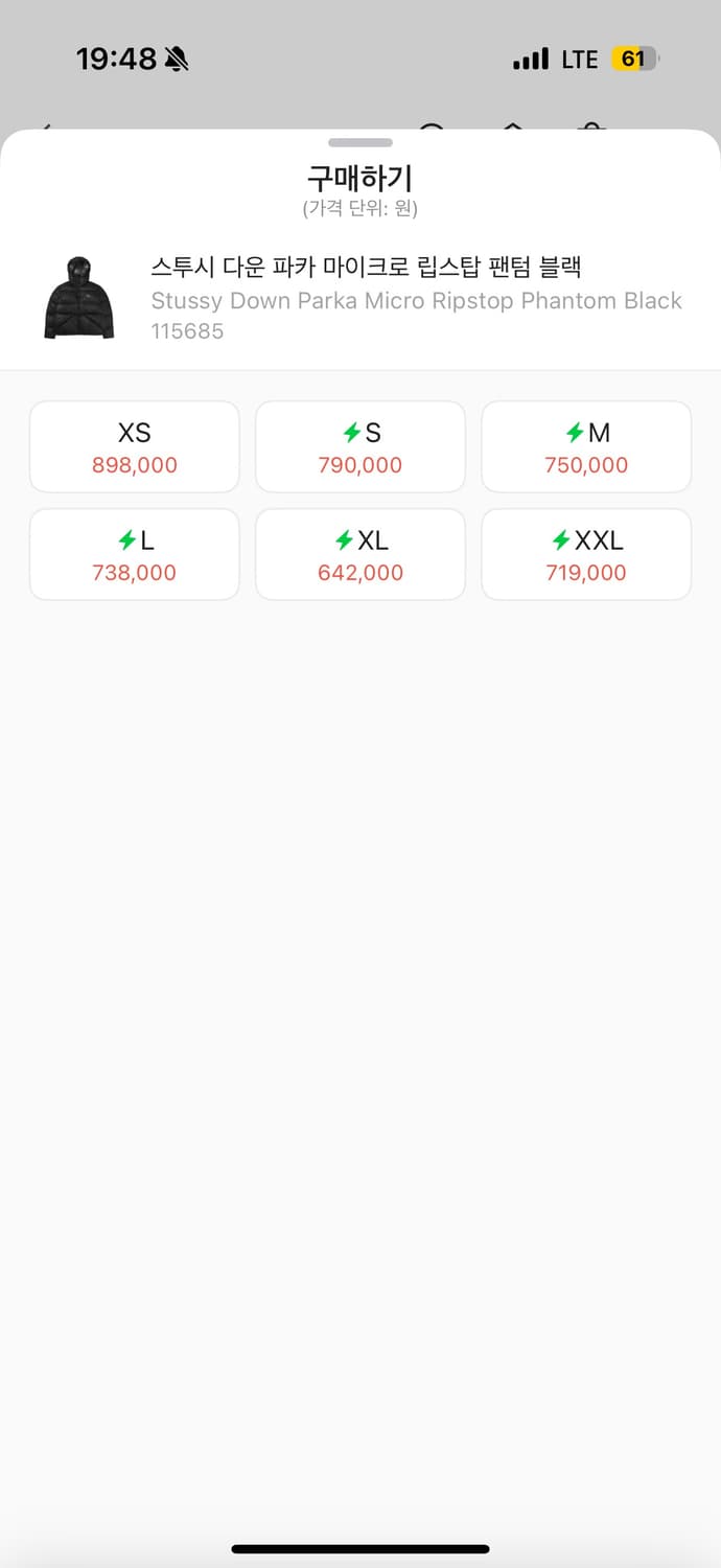 스투시 다운 파카 마이크로 립스탑 팬텀 블랙 L 상품이미지2