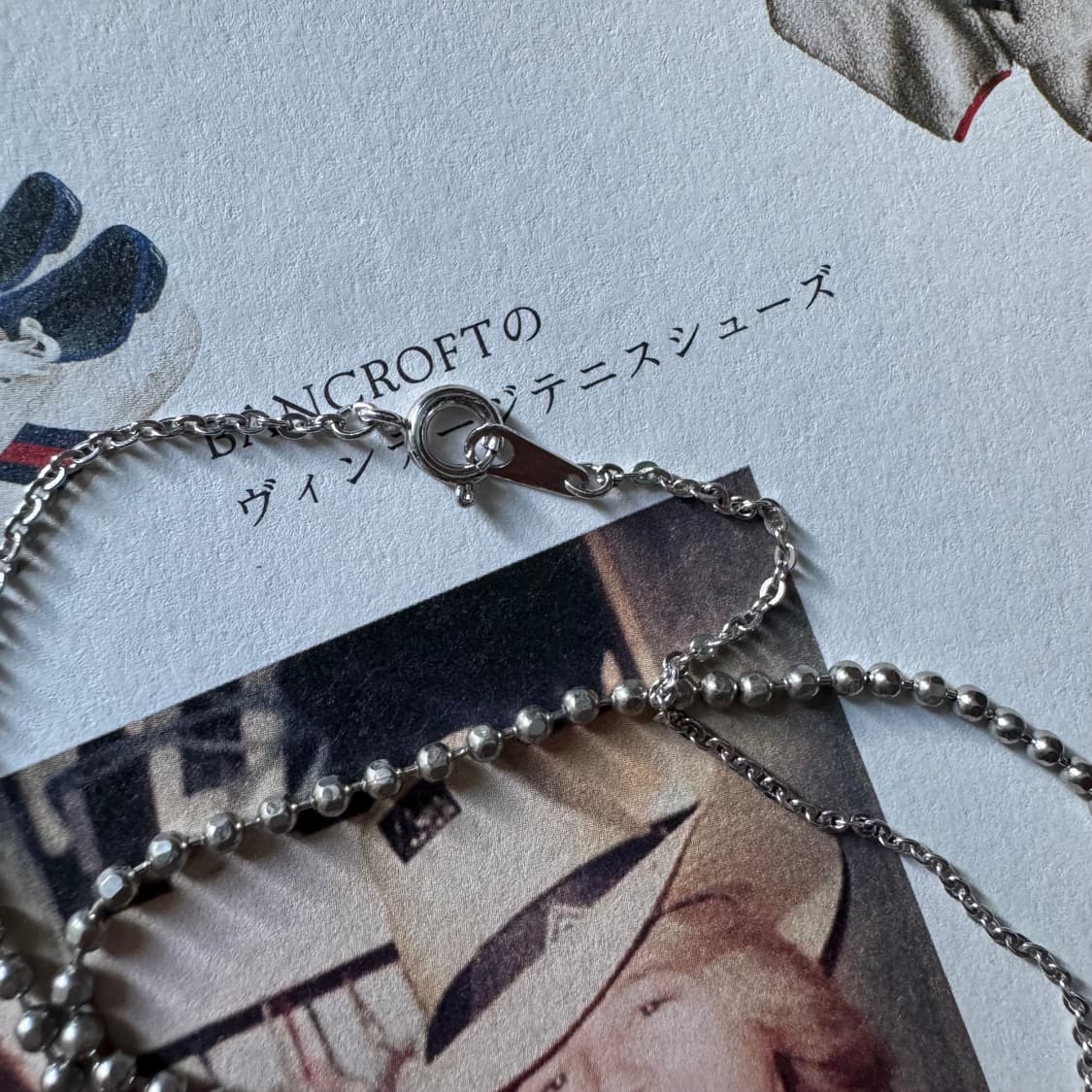 빈티지 마리아 각인 십자가 팬던트 레이어드 볼체인 목걸이 2p 상품이미지4